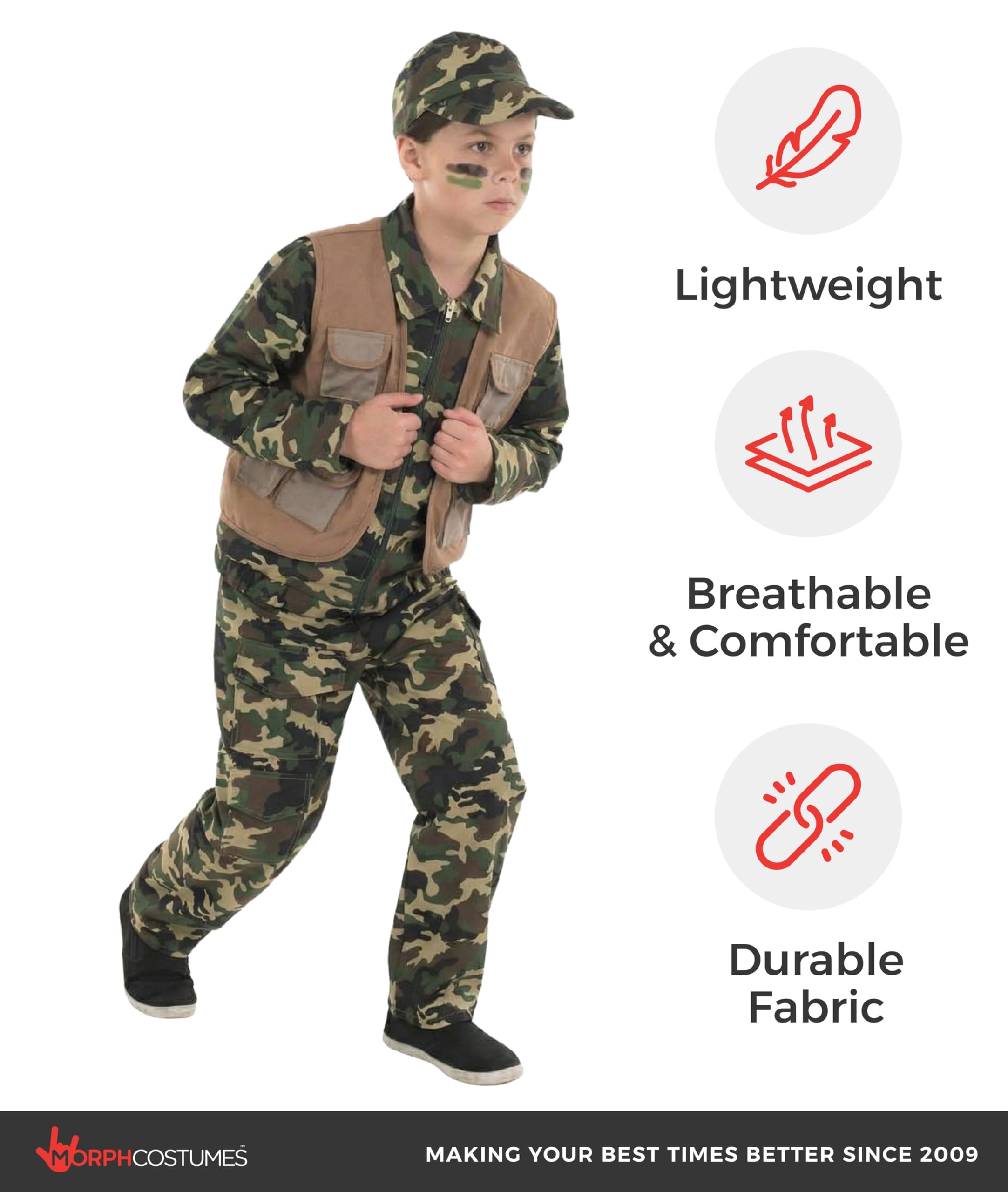 fun shack Boys Army Costume, Kids Military Costume, Boys Camo Costume, Soldier Costume for Kids, Boys Army Uniform - Image 4