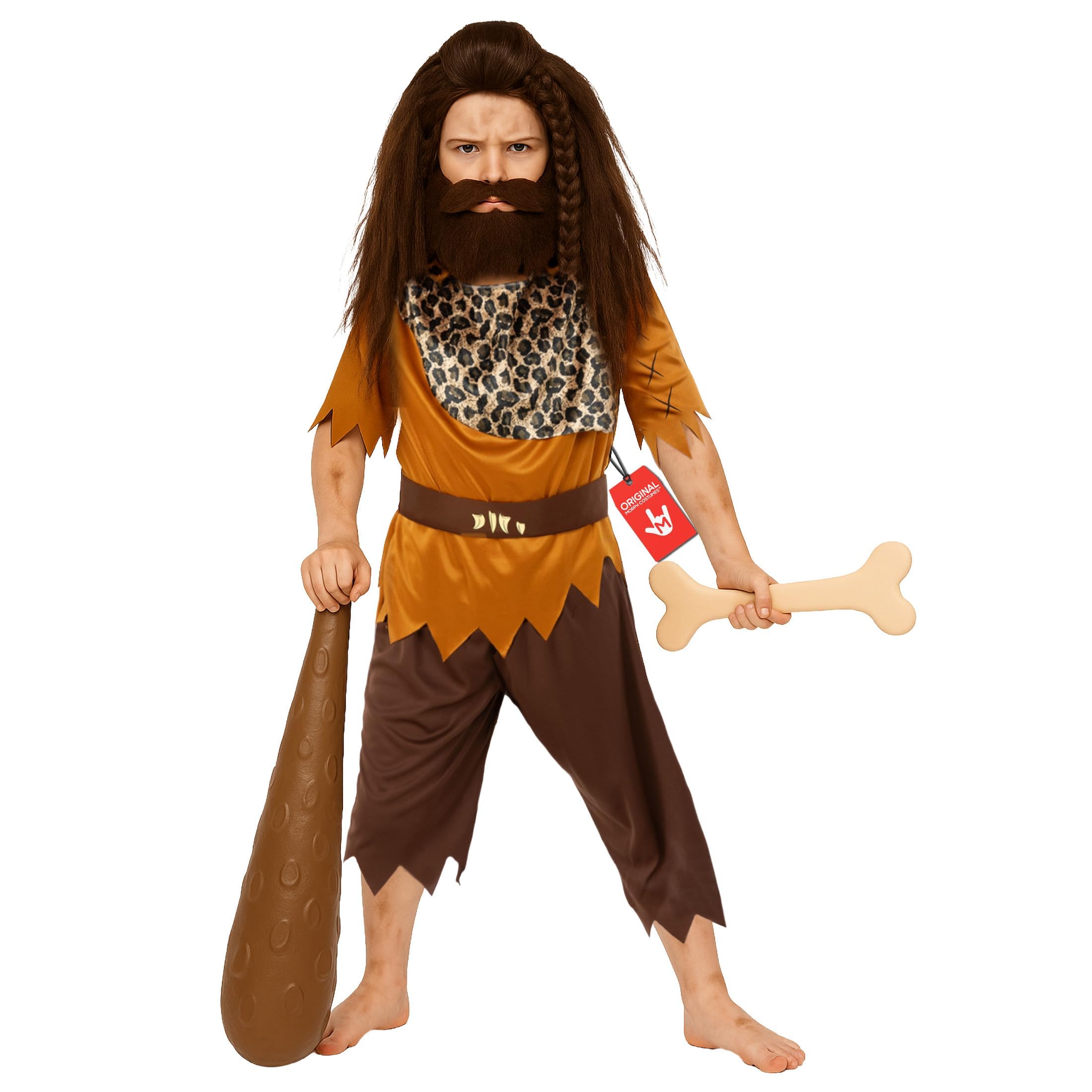 fun shack Boys Caveman Costume, Kids Cave Boy Outfit, Fun Caveman Dress Up for Boys, Cave Kid Costume, Medium