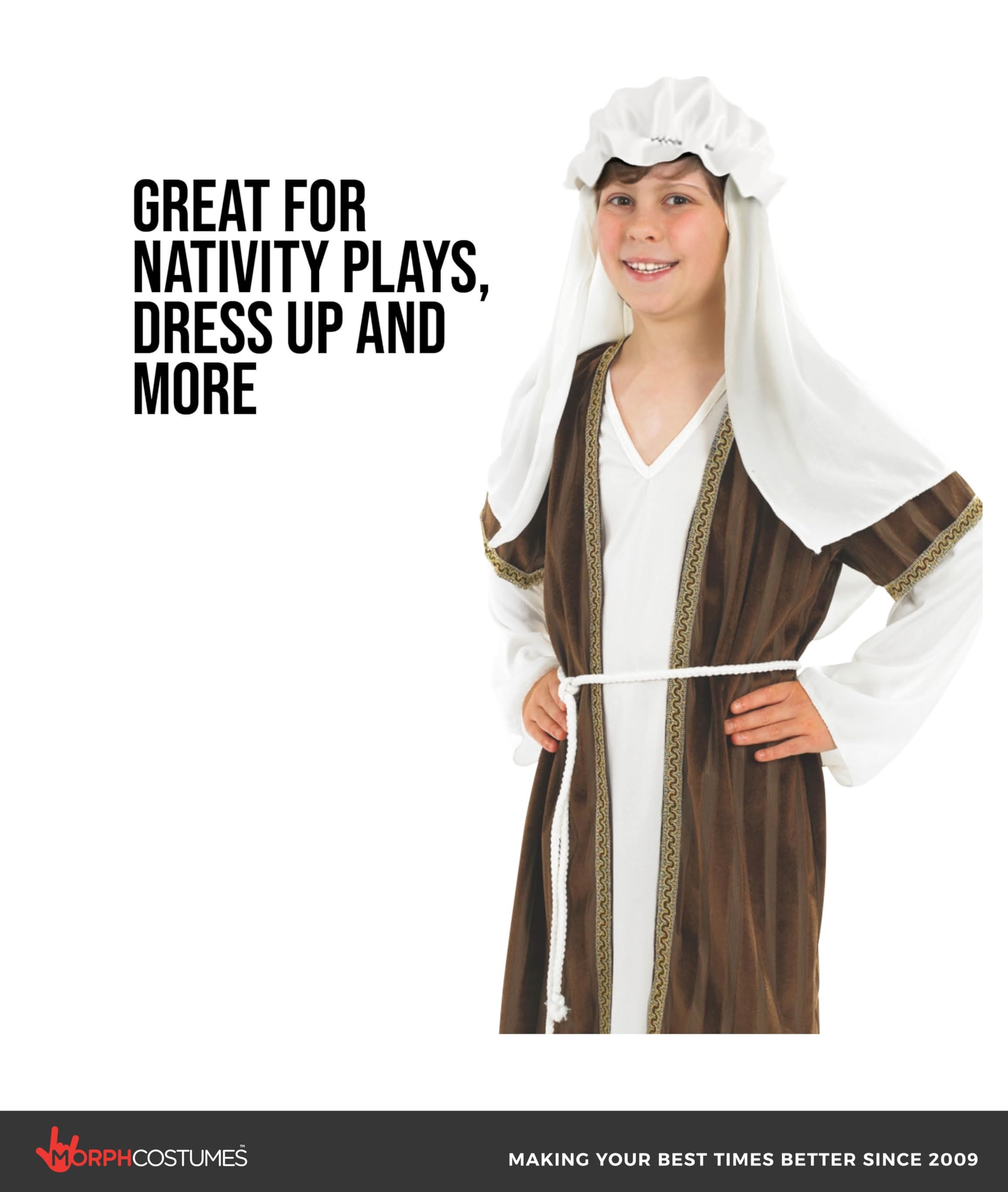 fun shack Boys Shepherd Costume, Small (4-6 Years), Striped, Joseph Costume for Kids, Unisex-Kids, Polyester, Wrinkle Resistant - Image 4