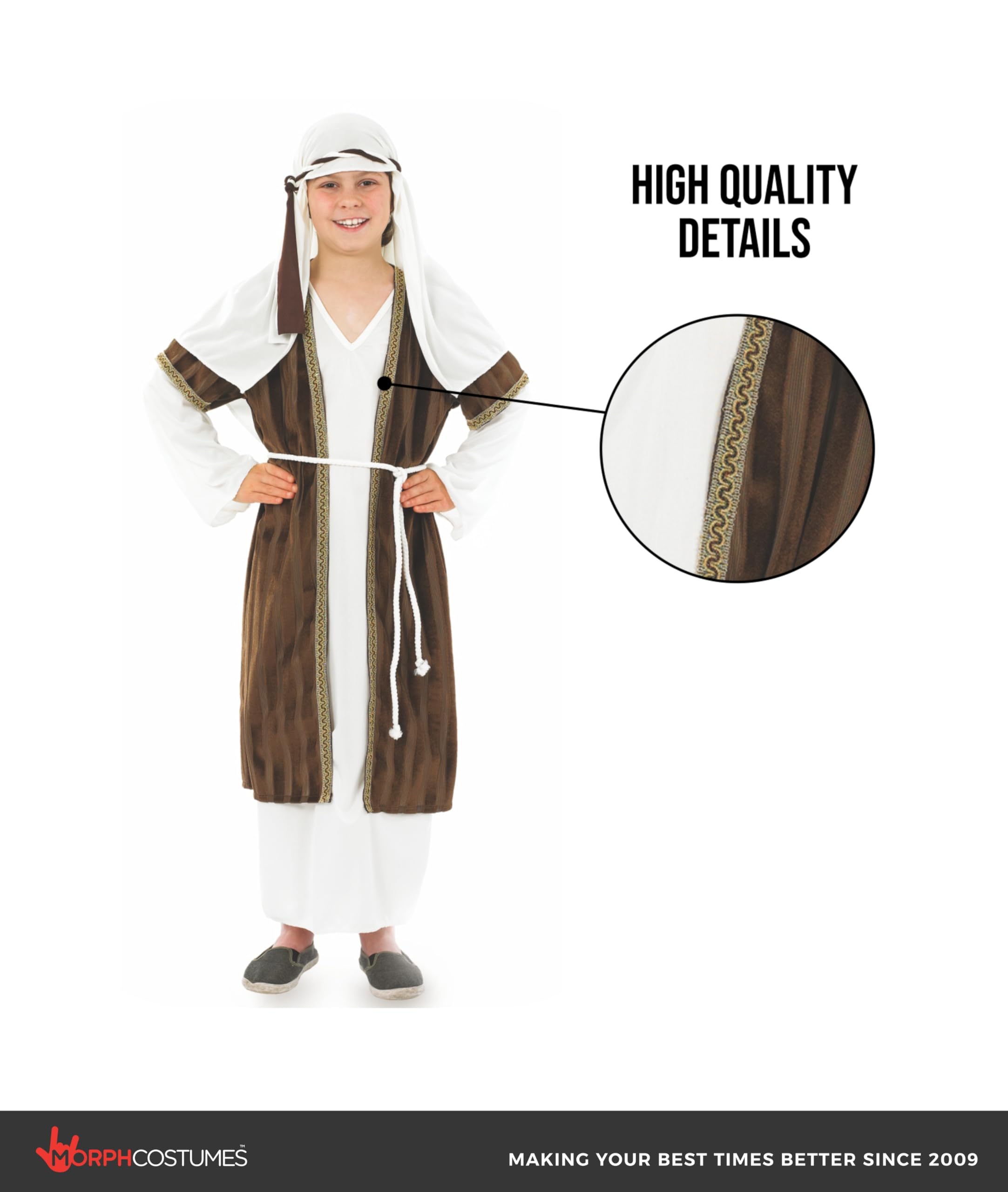 fun shack Boys Shepherd Costume, Small (4-6 Years), Striped, Joseph Costume for Kids, Unisex-Kids, Polyester, Wrinkle Resistant - Image 5