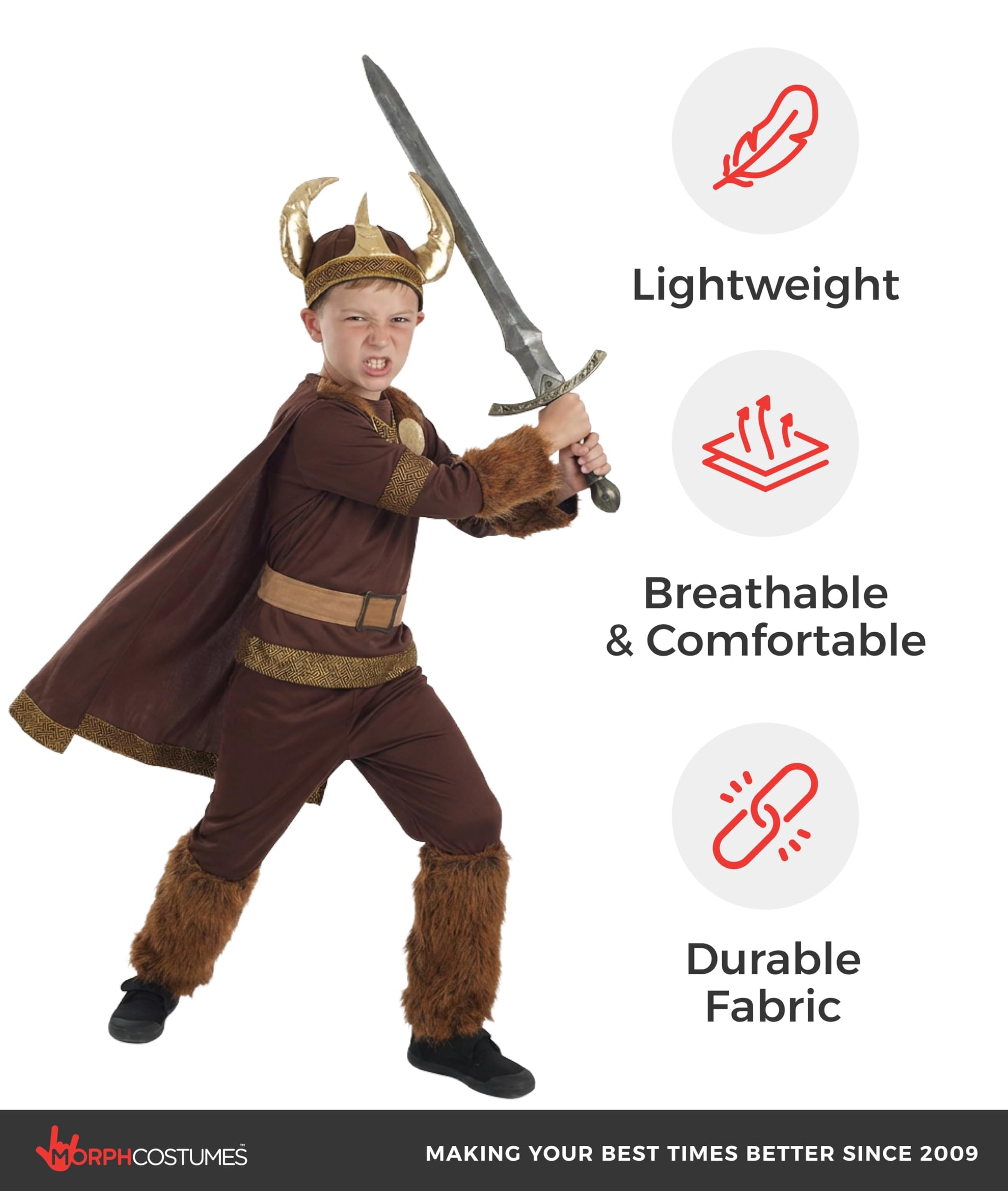 fun shack Boys Viking Costume, Viking Costume Kids, Book Characters Costumes for Kids, Storybook Characters Costumes, Medium - Image 6