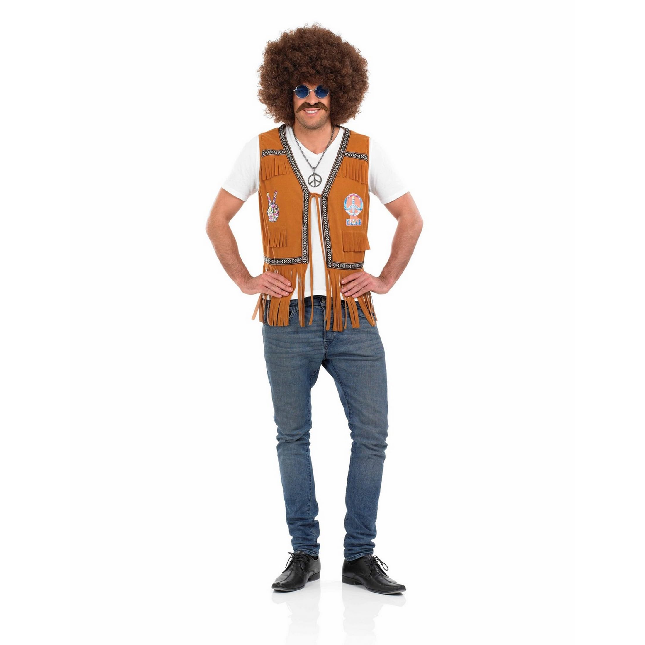 fun shack Brown Waistcoat Costume for Men, Hippie 60s 70s Themed Outfit, Retro Mens Costume for Parties and Events - Image 6