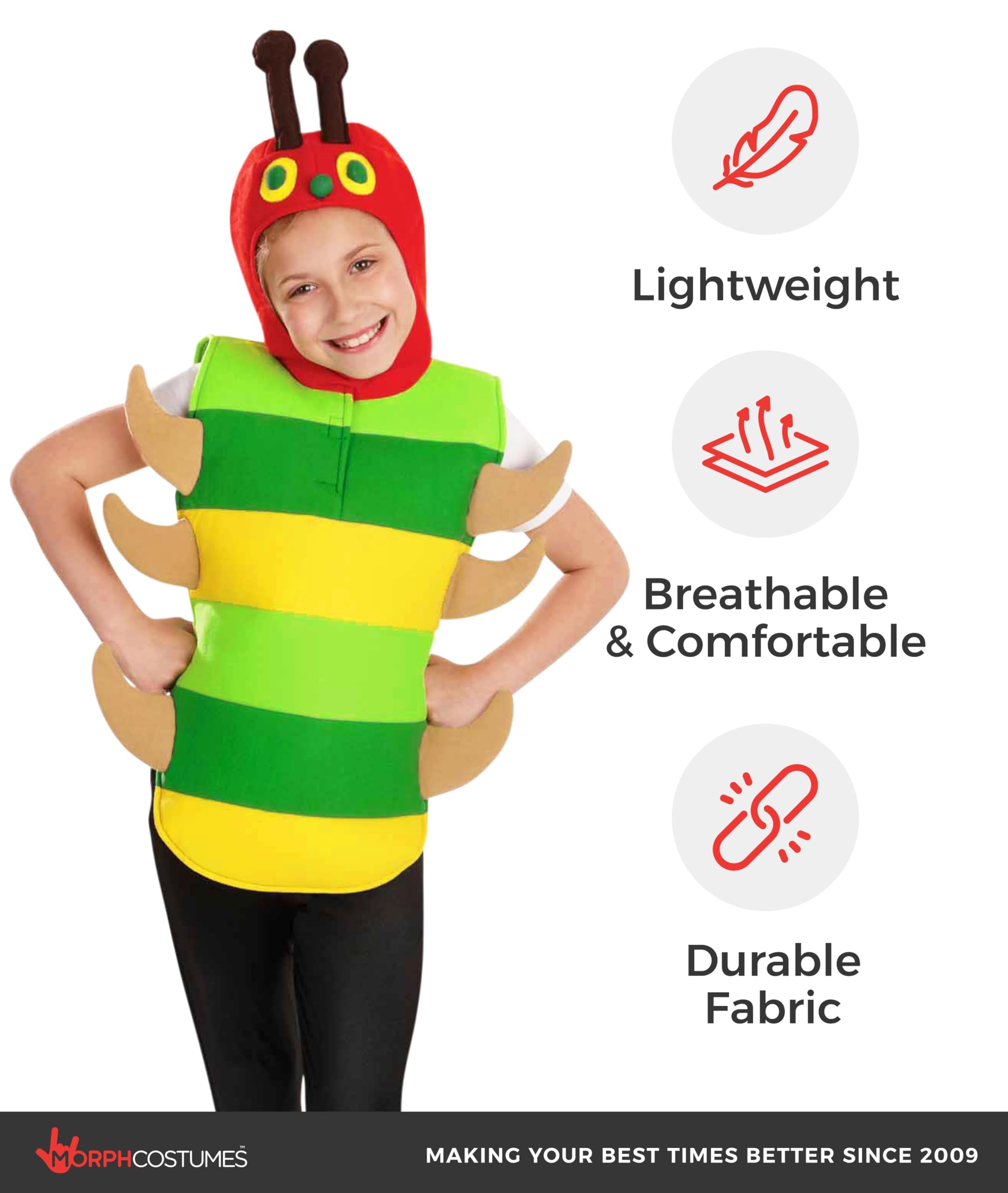 fun shack Caterpillar Costume Kids, Boys Caterpillar Costume, Book Characters Costumes for Kids, Large - Image 3