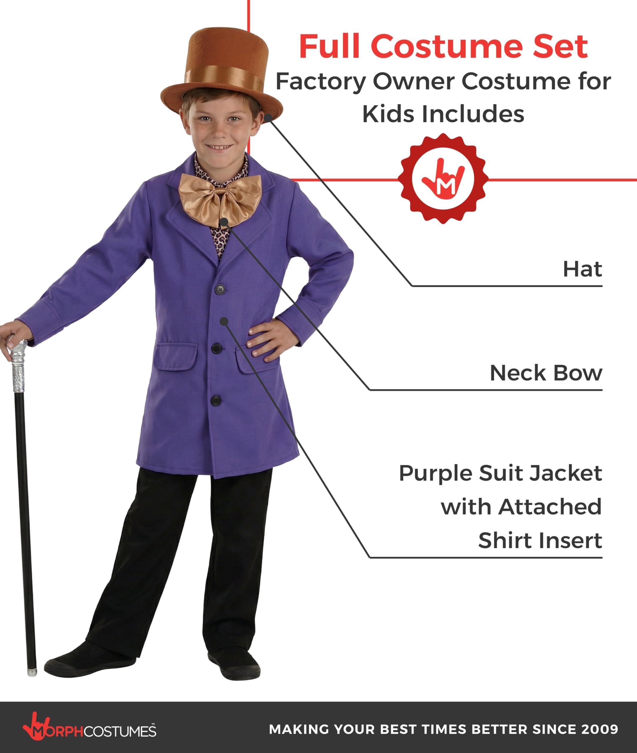 fun shack Chocolate Factory Owner Costume Kids, Chocolate Factory Worker Costume, Book Characters Costumes for Kids - Image 2