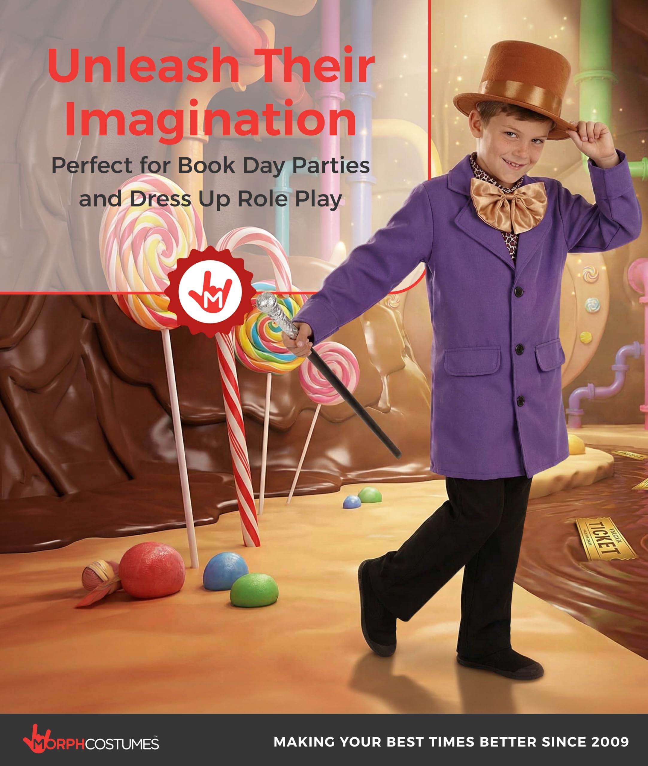 fun shack Chocolate Factory Owner Costume Kids, Chocolate Factory Worker Costume, Book Characters Costumes for Kids - Image 6