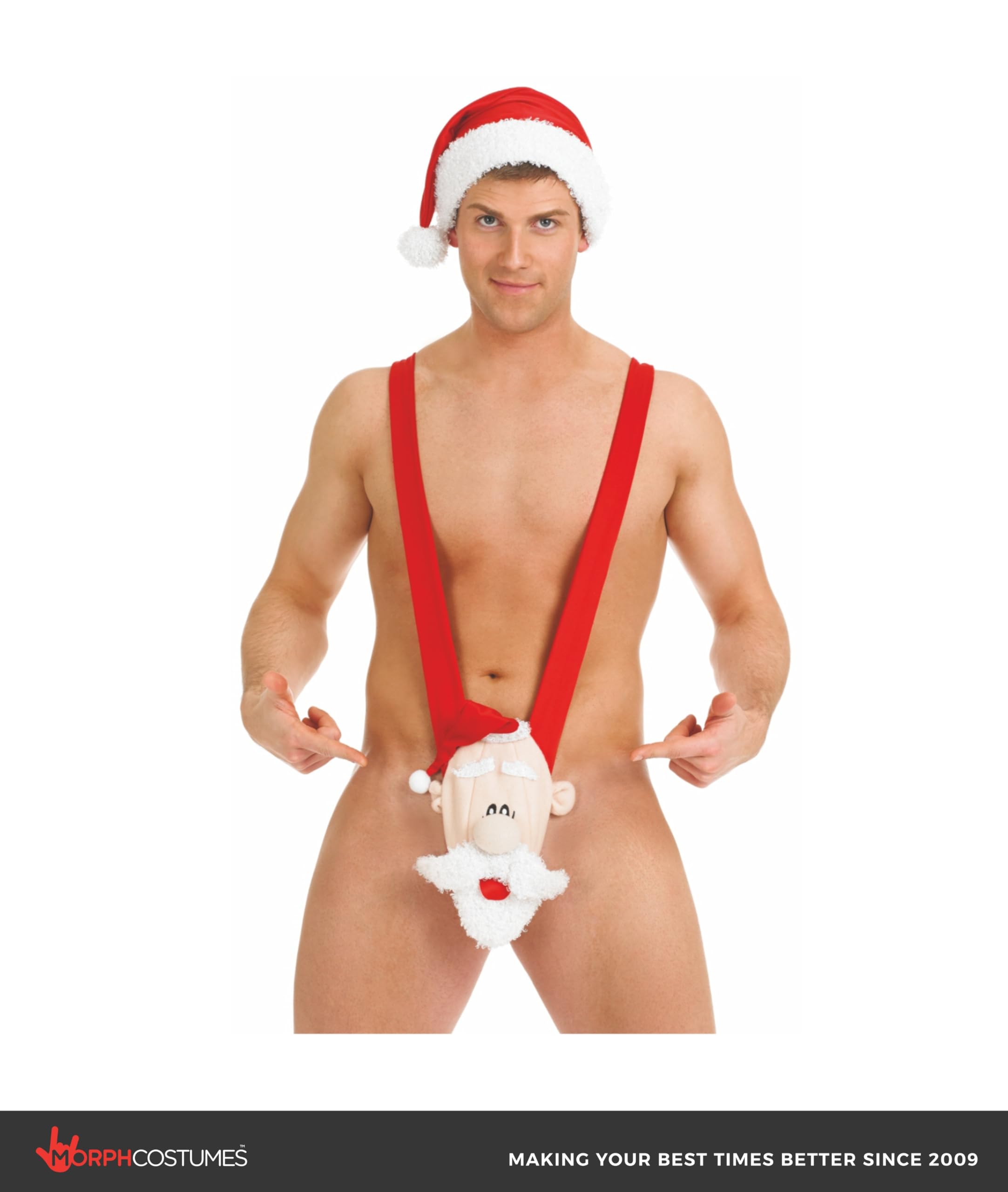 fun shack Christmas Costumes For Men, Comedy Santa Costume, Christmas Comedy Outfit, Mankini, Funny Underwear With Santa Hat - Image 4