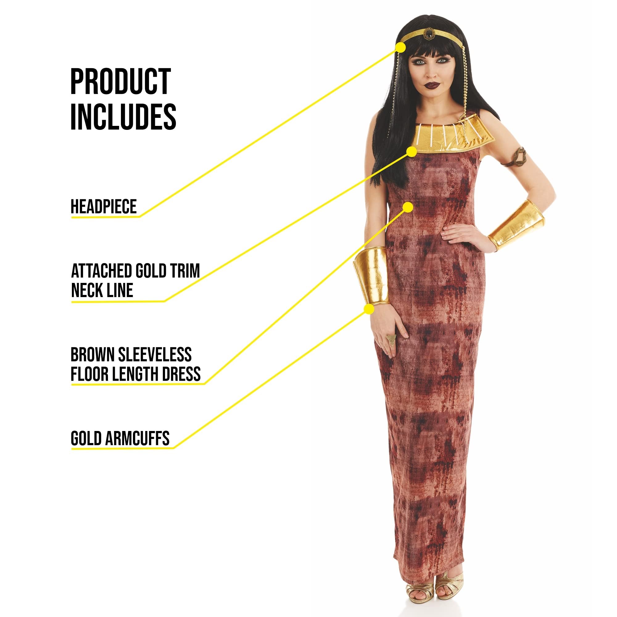 fun shack Cleopatra Costume Women, Egyptian Queen Outfit, Royal Egyptian Dress for Women, Queen of Egypt Attire - Image 3
