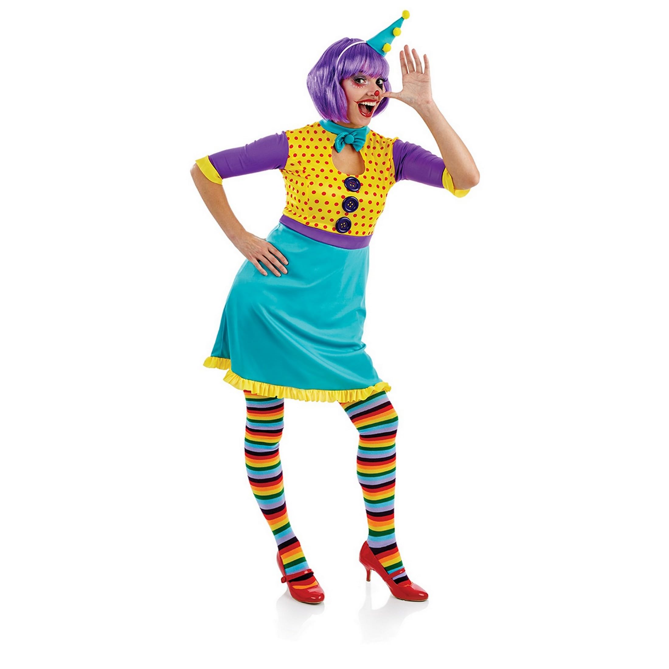 Fun Shack Clown Costume for Women, Colorful Circus Dress, Carnival Outfit - Image 4