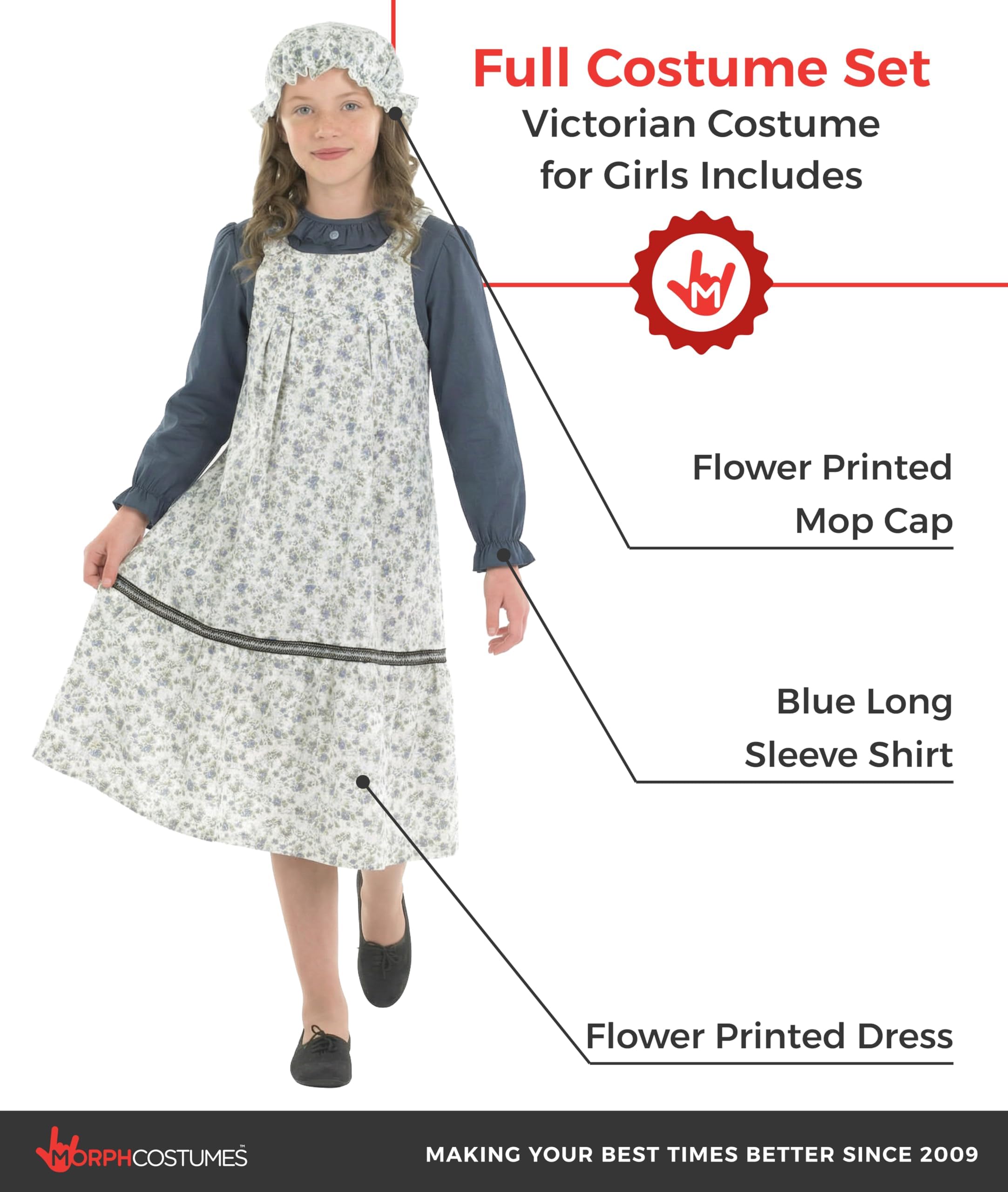 fun shack Colonial Costume Girls, Orphan Girl Costume, Pioneer Costumes Girls, Victorian Girl, Halloween Costumes for Kids, Medium - Image 2