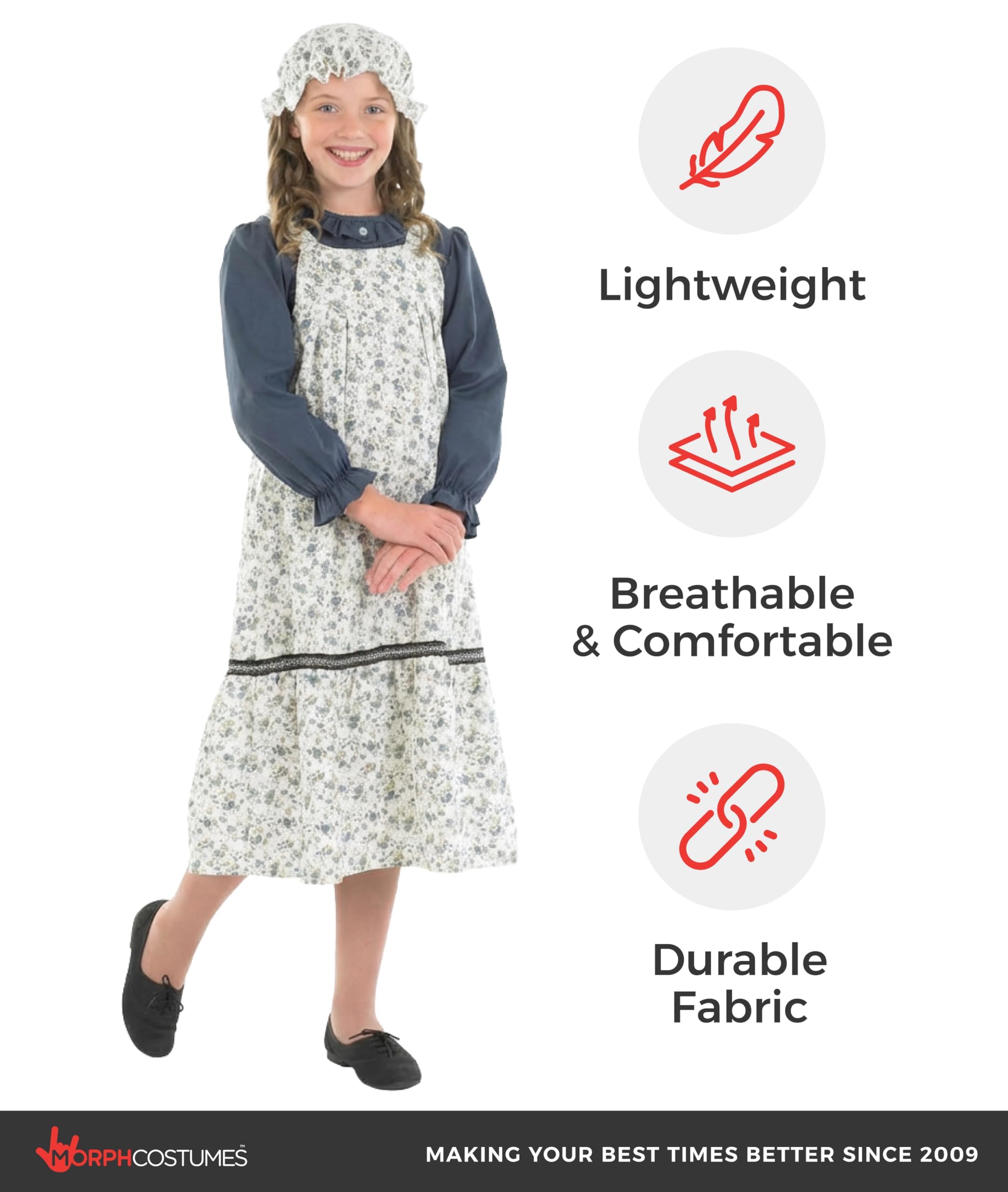 fun shack Colonial Costume Girls, Orphan Girl Costume, Pioneer Costumes Girls, Victorian Girl, Halloween Costumes for Kids, Medium - Image 4