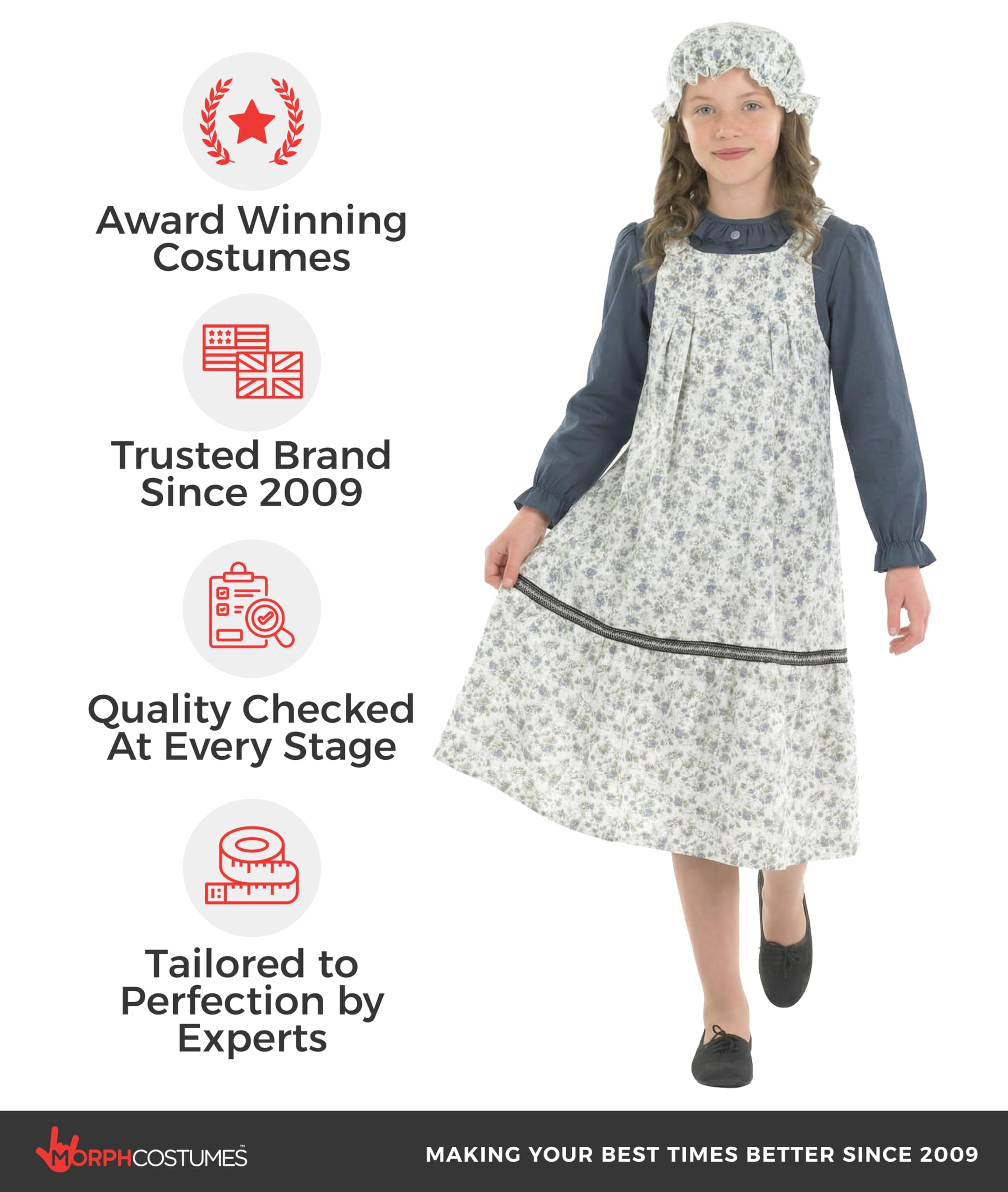 fun shack Colonial Costume Girls, Orphan Girl Costume, Pioneer Costumes Girls, Victorian Girl, Halloween Costumes for Kids, Medium - Image 5