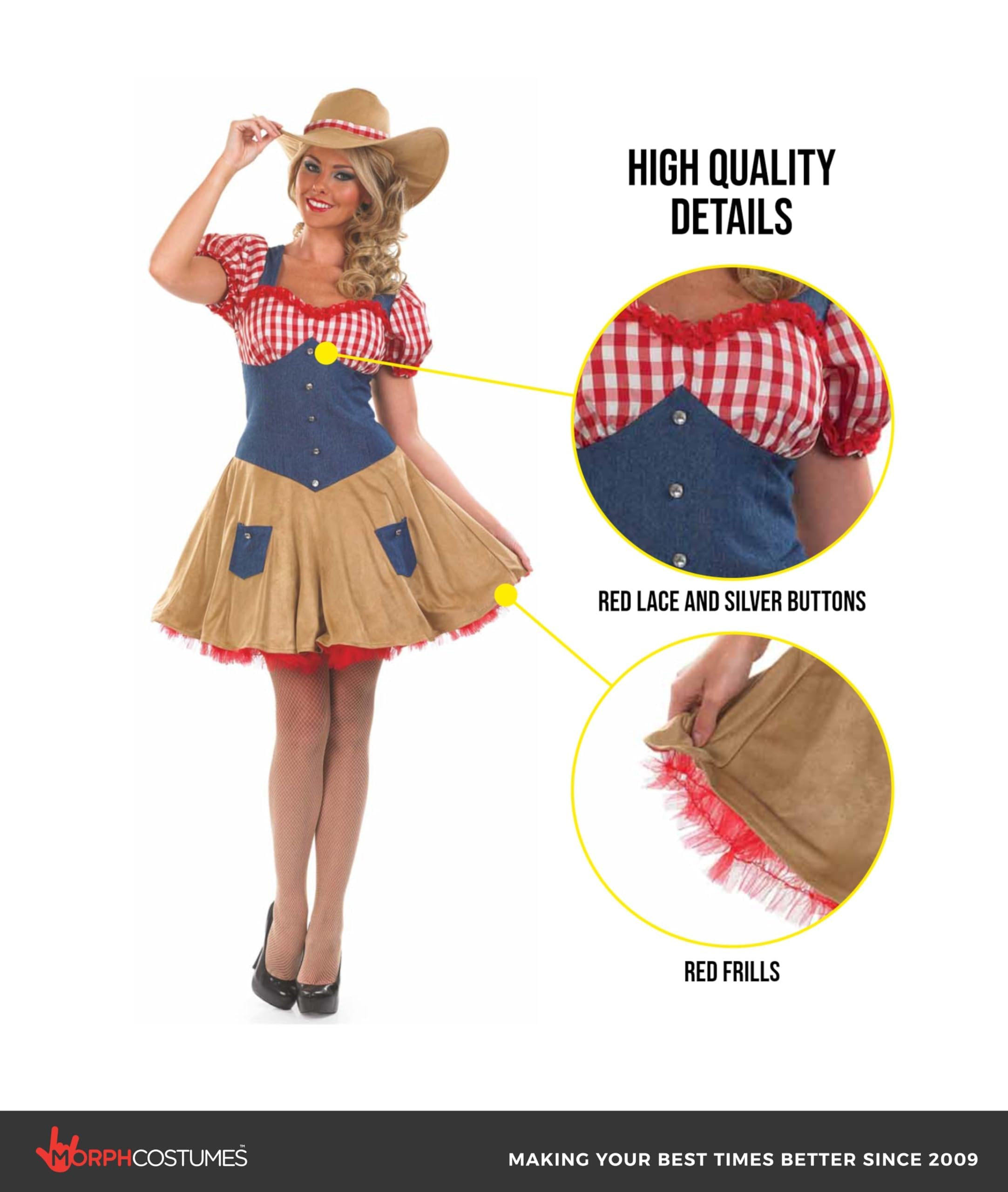 fun shack Cowgirl Costume For Women Halloween, Cow Girl Costumes Women, Cowgirl Costume Adult, Cowgirl Women Costume - Image 3