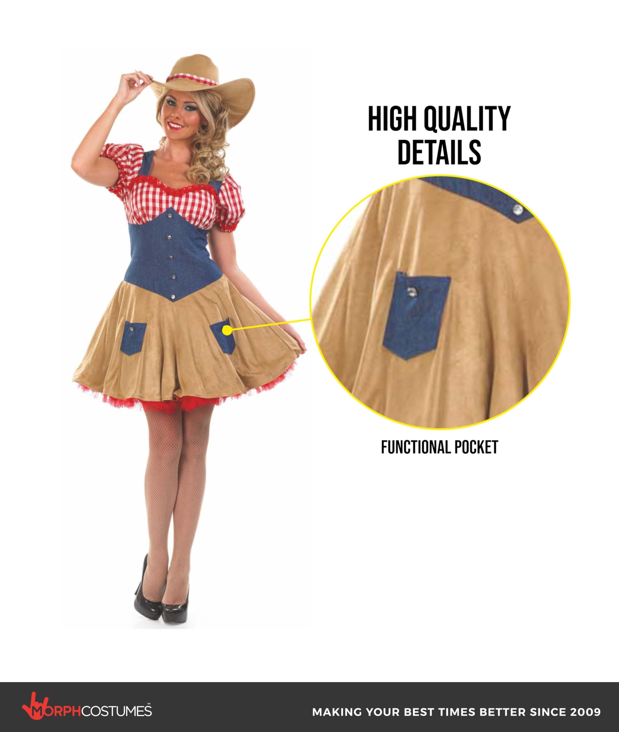 fun shack Cowgirl Costume For Women Halloween, Cow Girl Costumes Women, Cowgirl Costume Adult, Cowgirl Women Costume - Image 4