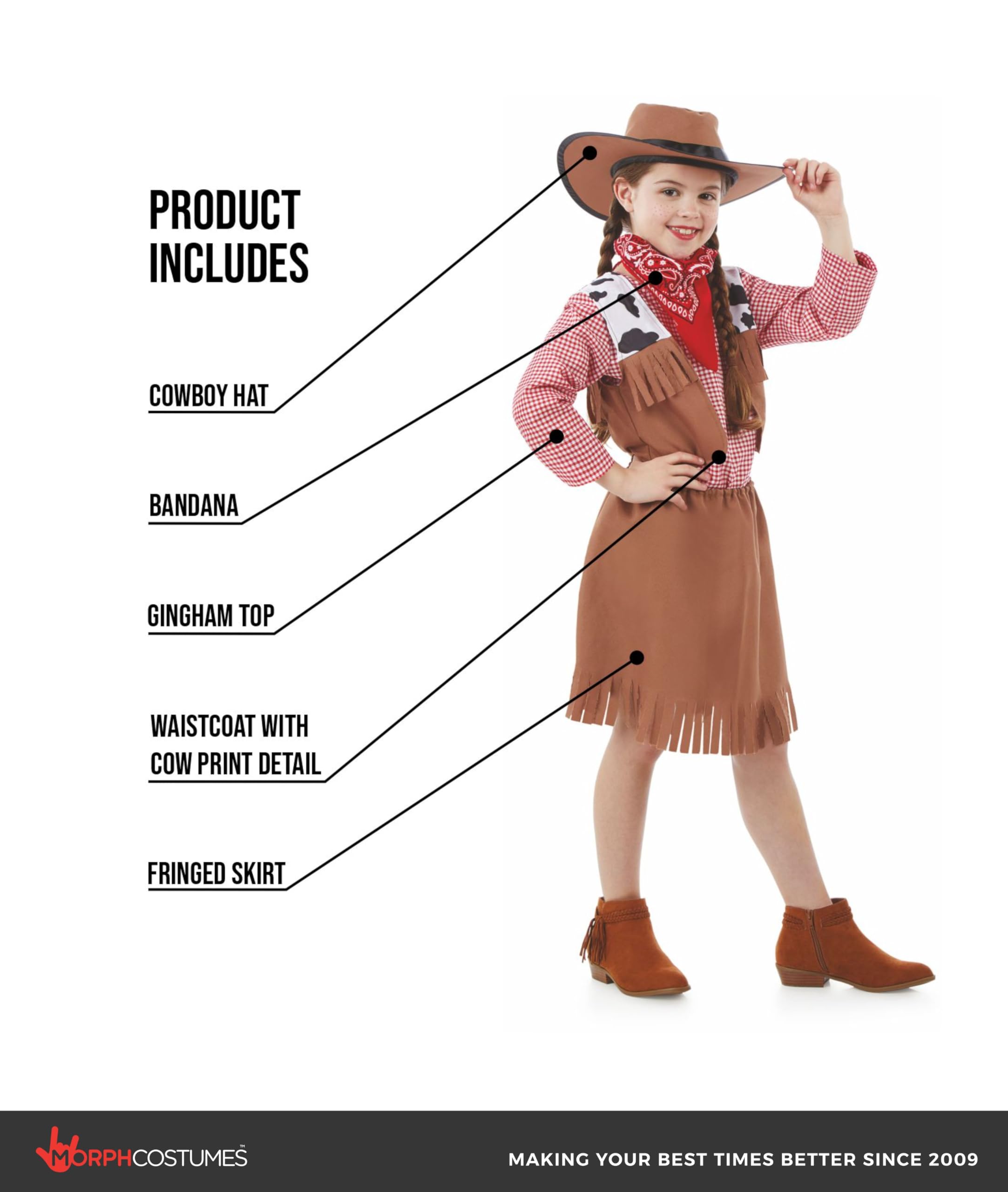 fun shack Cowgirl Costumes for Kids, Little Girls Cowboy Costume, Cowgirl Girls Costume, Western Costumes for Girl - Image 2