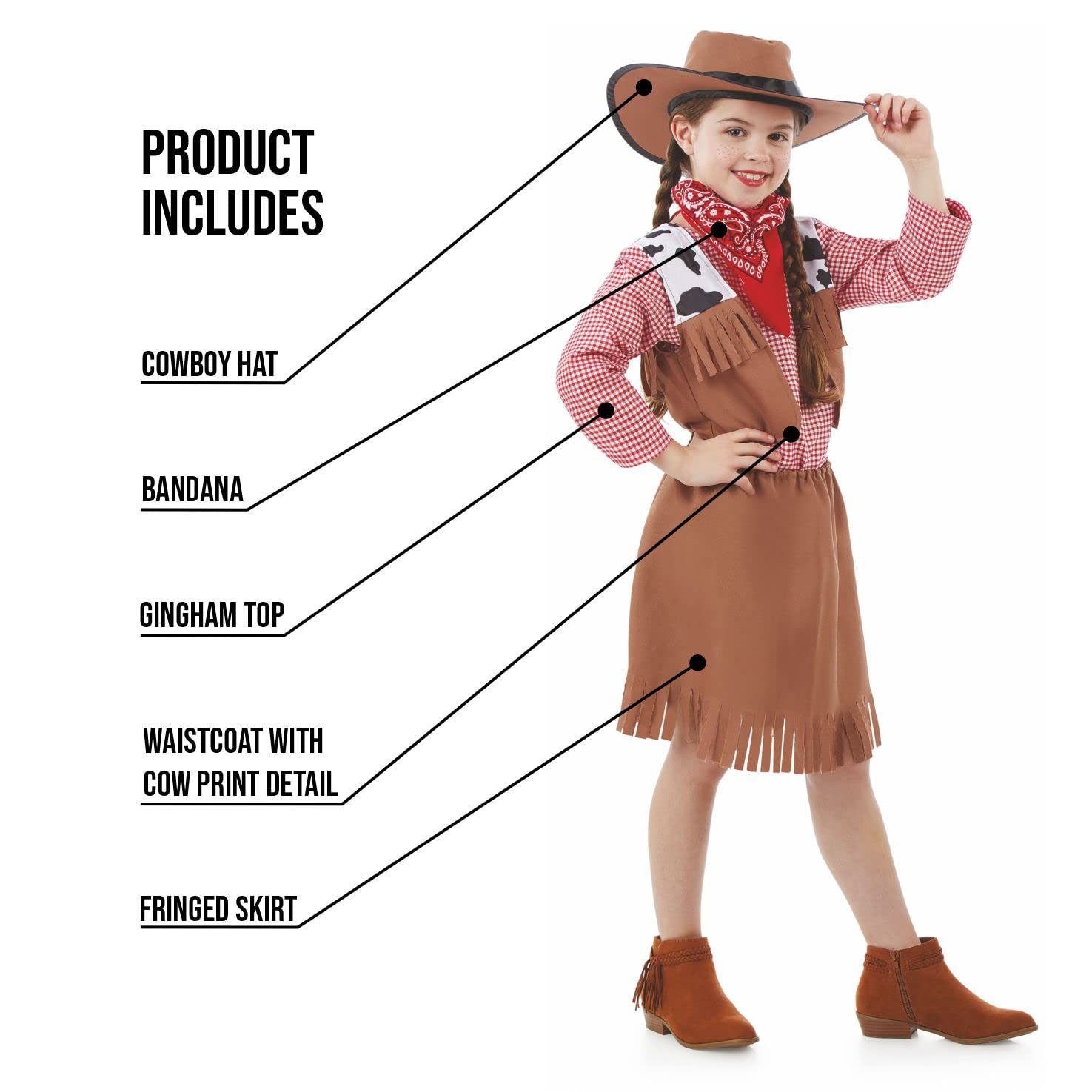 fun shack Cowgirl Costumes for Kids, Little Girls Cowboy Costume, Cowgirl Girls Costume, Western Costumes for Girl - Image 3