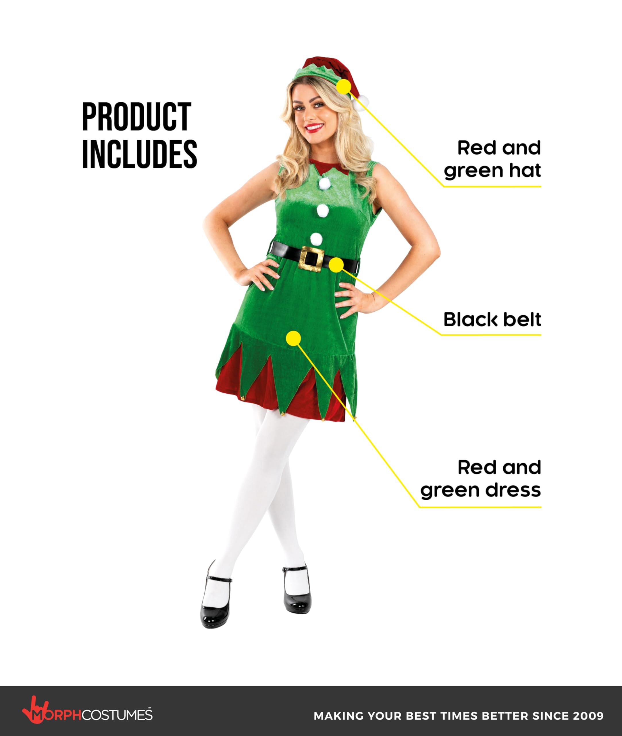 fun shack Elf Costume For Women, Ladies Elf Costume, Adult Christmas Costumes, Christmas Costumes For Women - Image 2