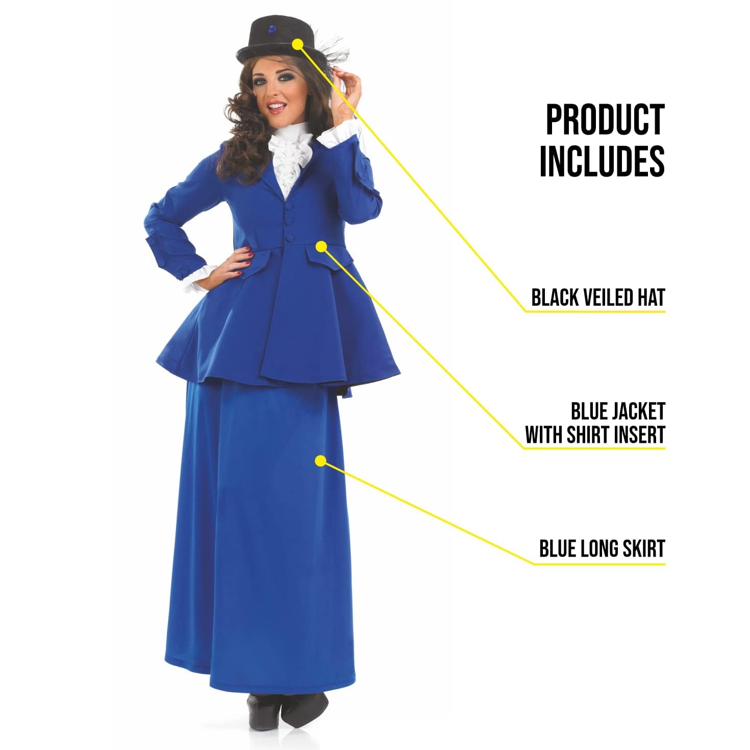 fun shack English Nanny Costume for Women, Adult Mary Poppins Book Character Outfit, Classic Nanny Dress - Image 3