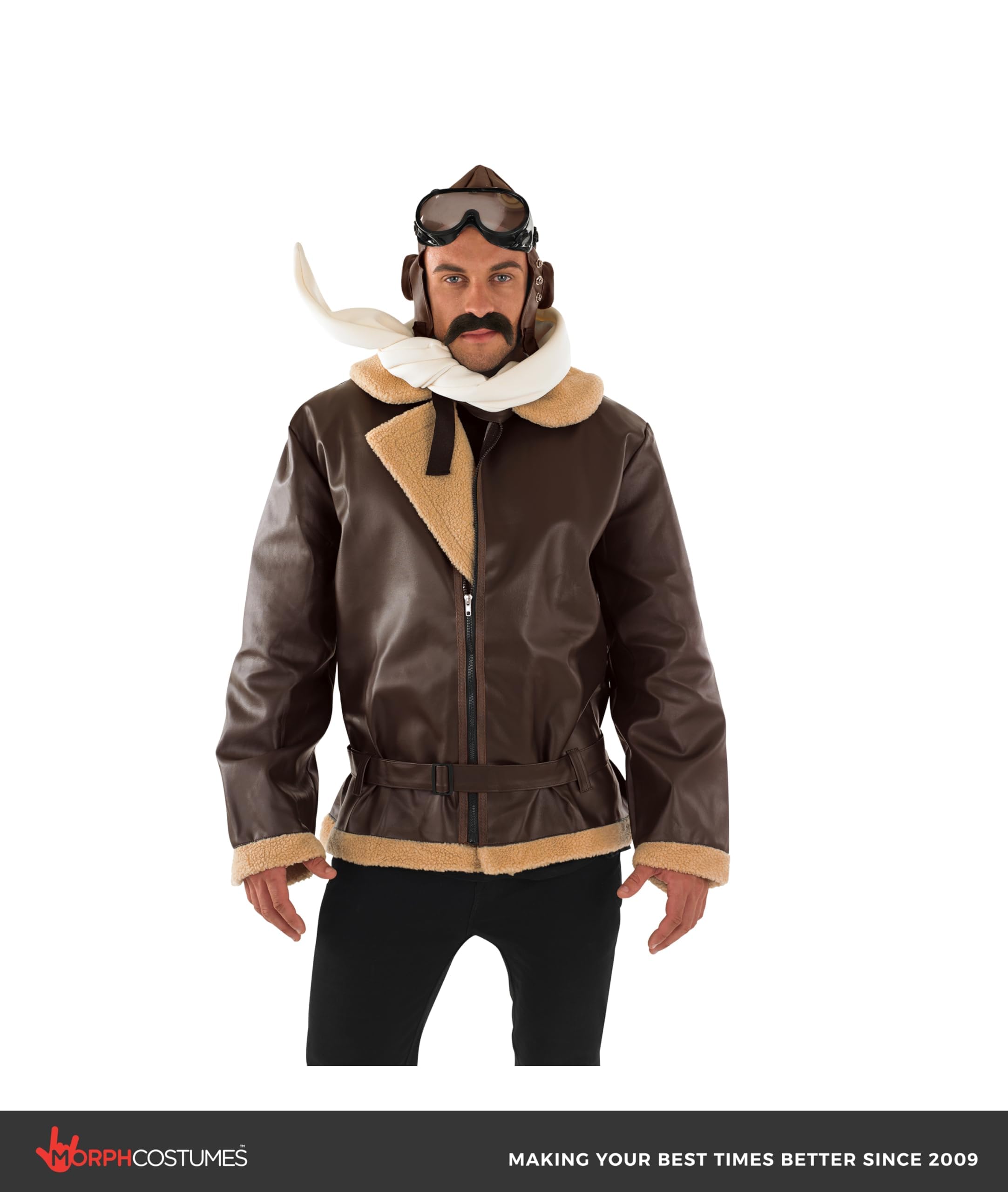 fun shack Fighter Pilot Costume, Men's Aviator Costume, Adult Size & Includes Jacket, Scarf, Hat & Goggles - Image 3