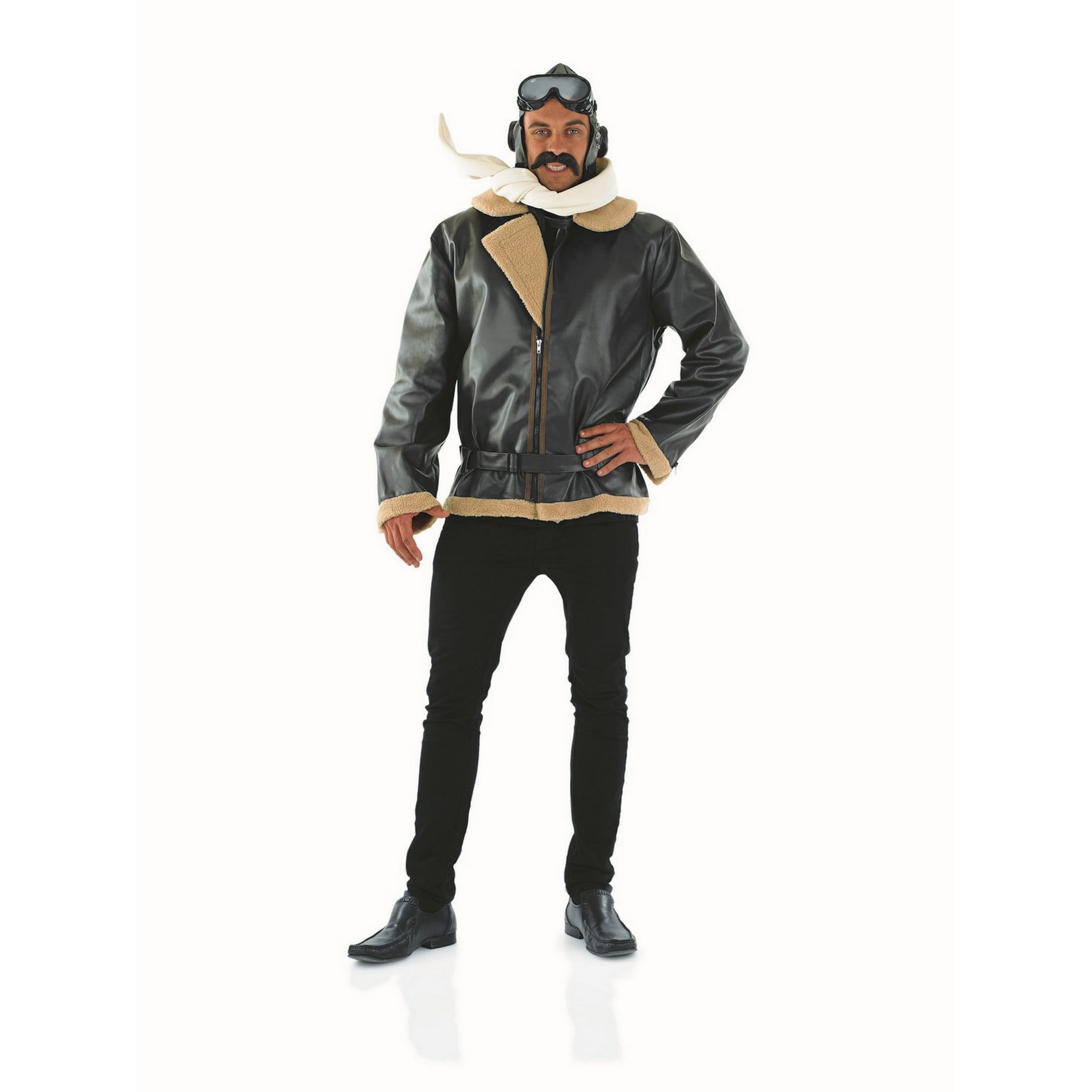 fun shack Fighter Pilot Costume, Men's Aviator Costume, Adult Size & Includes Jacket, Scarf, Hat & Goggles - Image 4