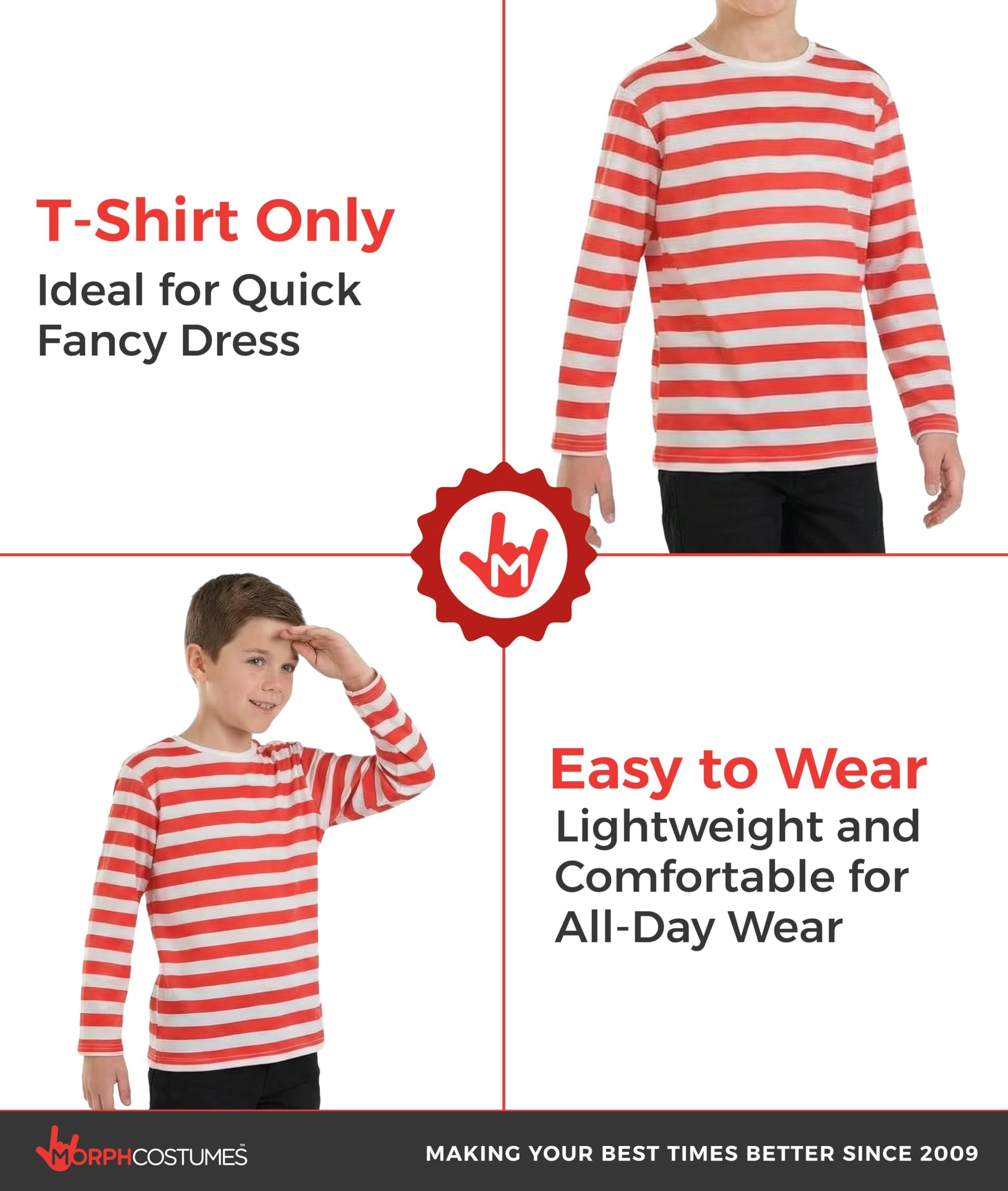 fun shack Find Me Costume for Kids, Red and White Striped Jumper Costume, Kids Book Character Costumes Boys - Image 3