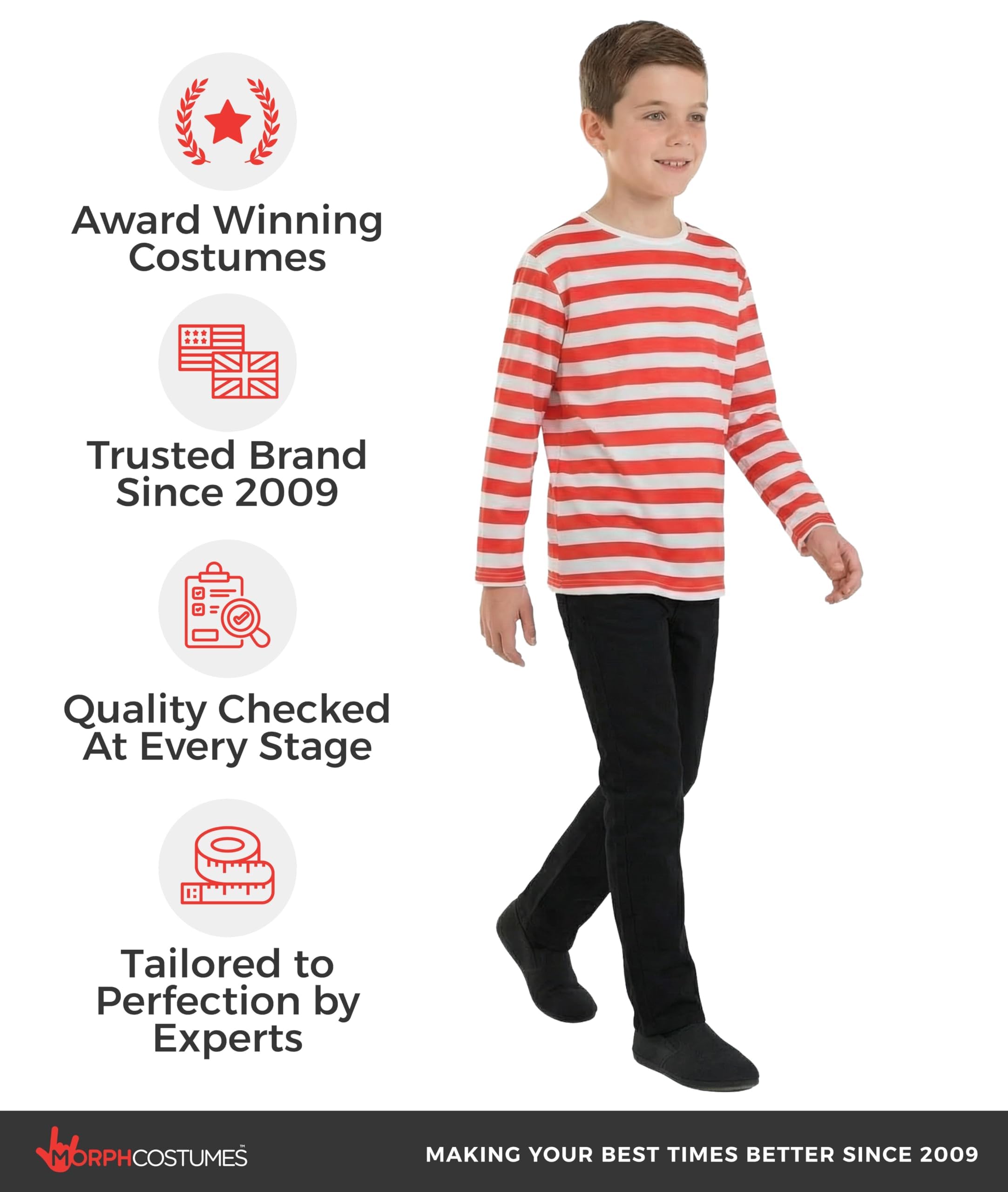 fun shack Find Me Costume for Kids, Red and White Striped Jumper Costume, Kids Book Character Costumes Boys - Image 5