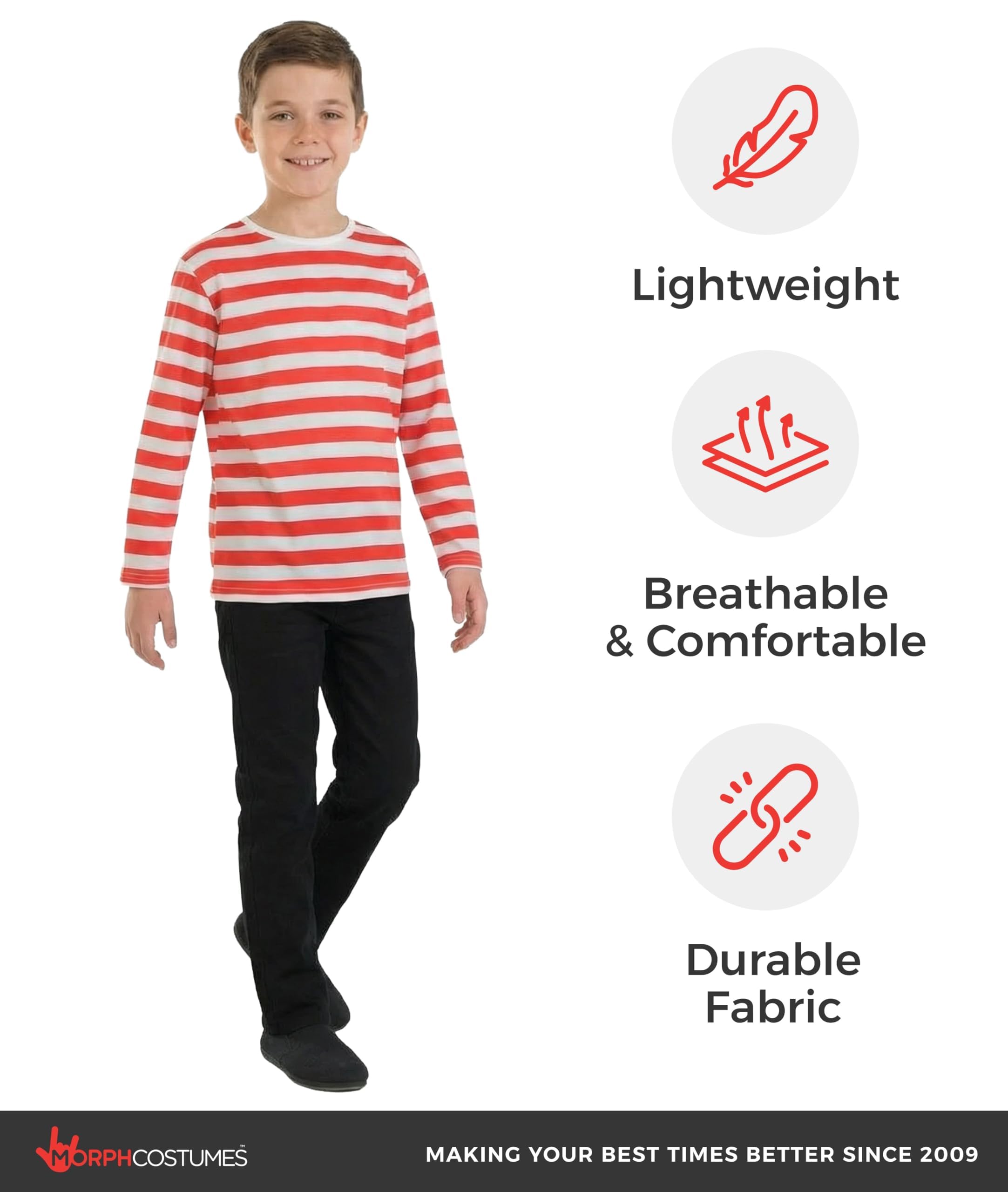 fun shack Find Me Costume for Kids, Red and White Striped Jumper Costume, Kids Book Character Costumes Boys - Image 7