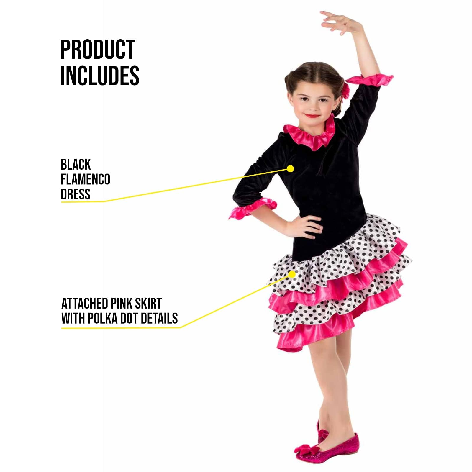 fun shack Flamenco Dress for Girls, Kids Flamenco Dancer Costume, Flamingo Dancer Costume Girls - Image 3