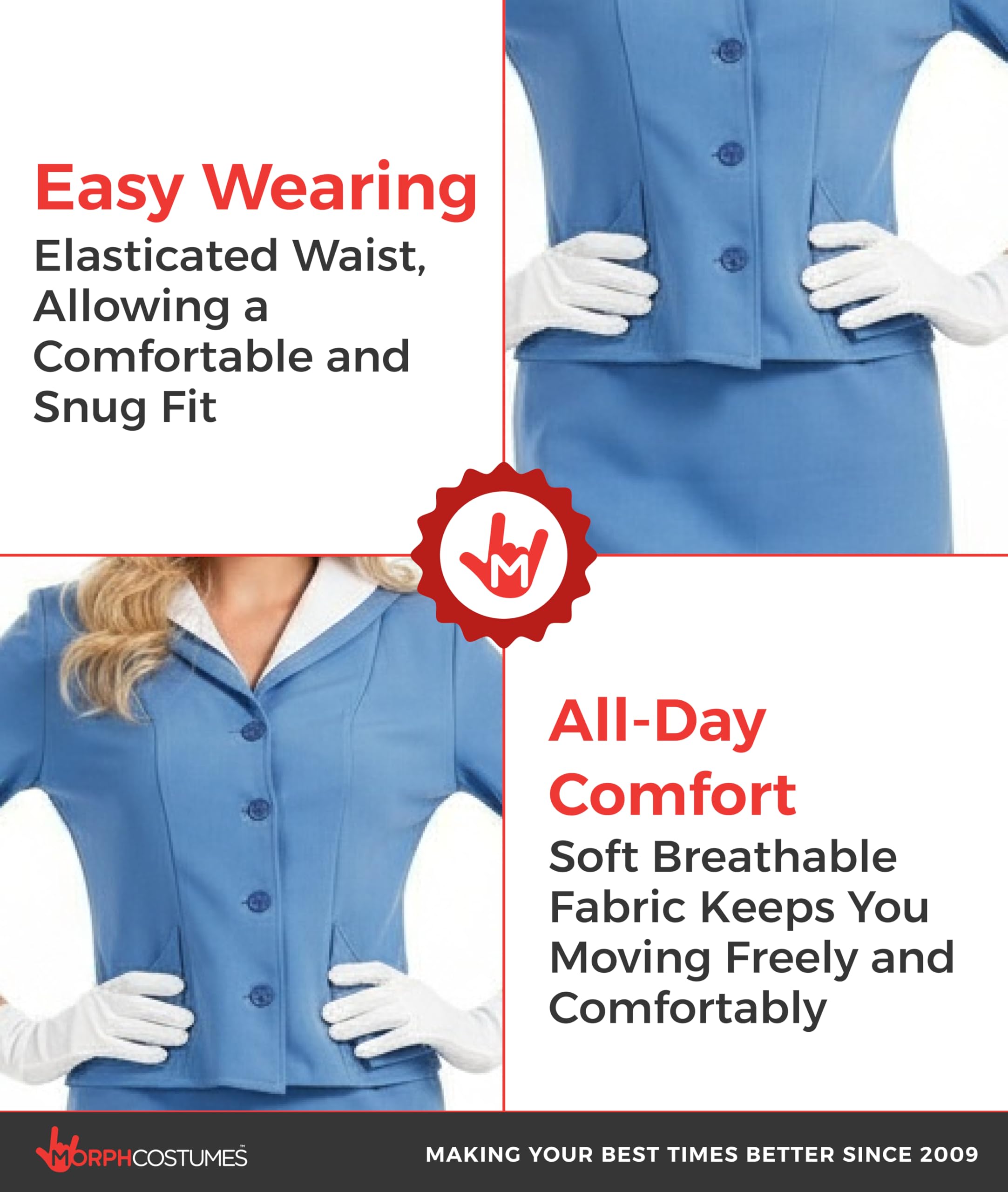 fun shack Flight Attendant Costume For Women Blue, Stewardess Costume Women, Cabin Crew Costume, Womens Halloween Costumes - Image 3
