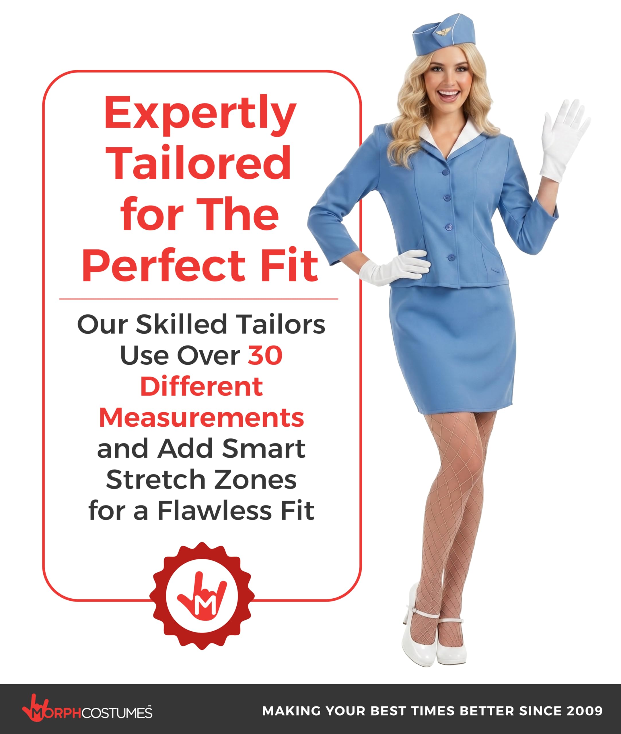 fun shack Flight Attendant Costume For Women Blue, Stewardess Costume Women, Cabin Crew Costume, Womens Halloween Costumes - Image 4