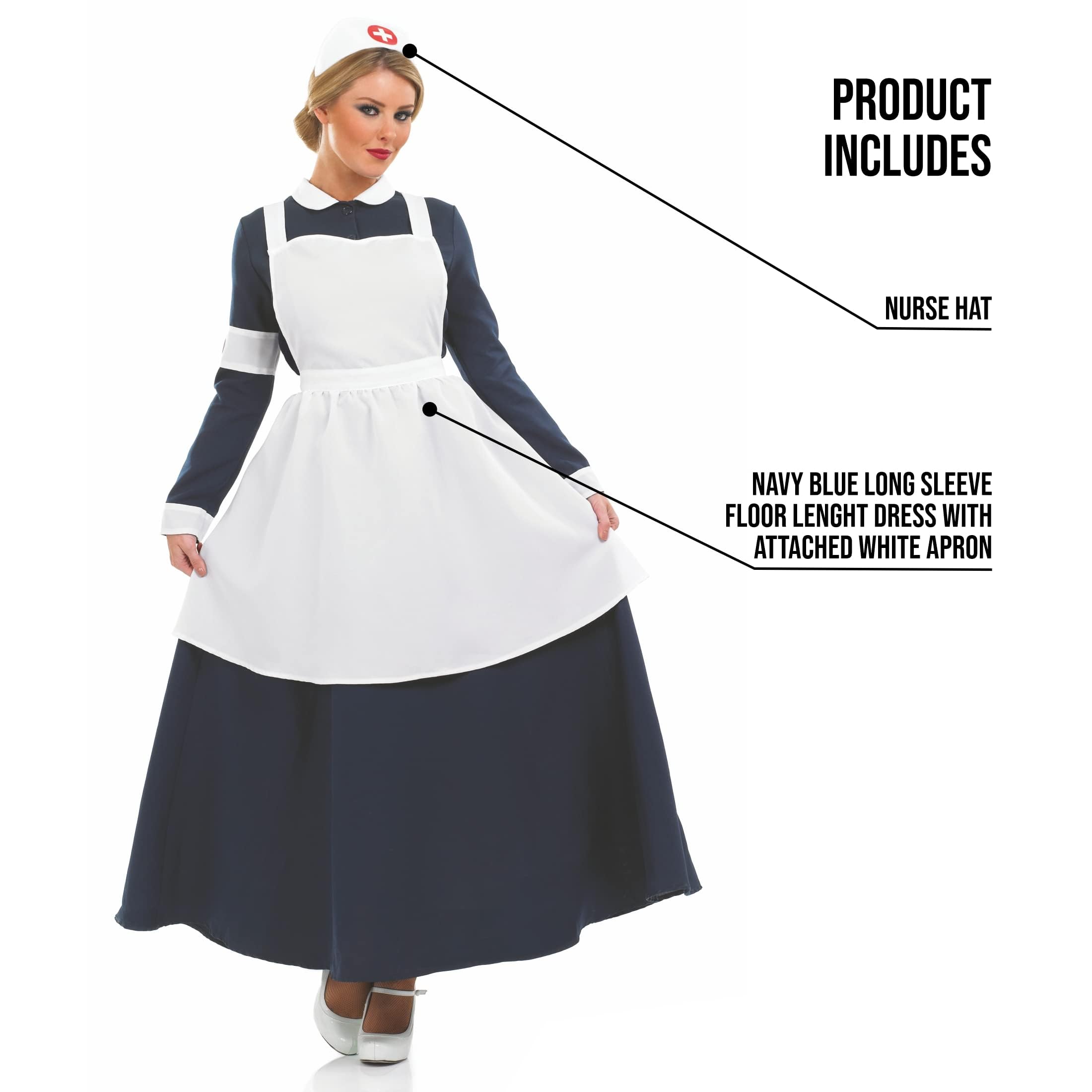 fun shack Florence Nightingale Costume - Civil War Nurse Apron, Vintage Nurse Uniform - Image 3