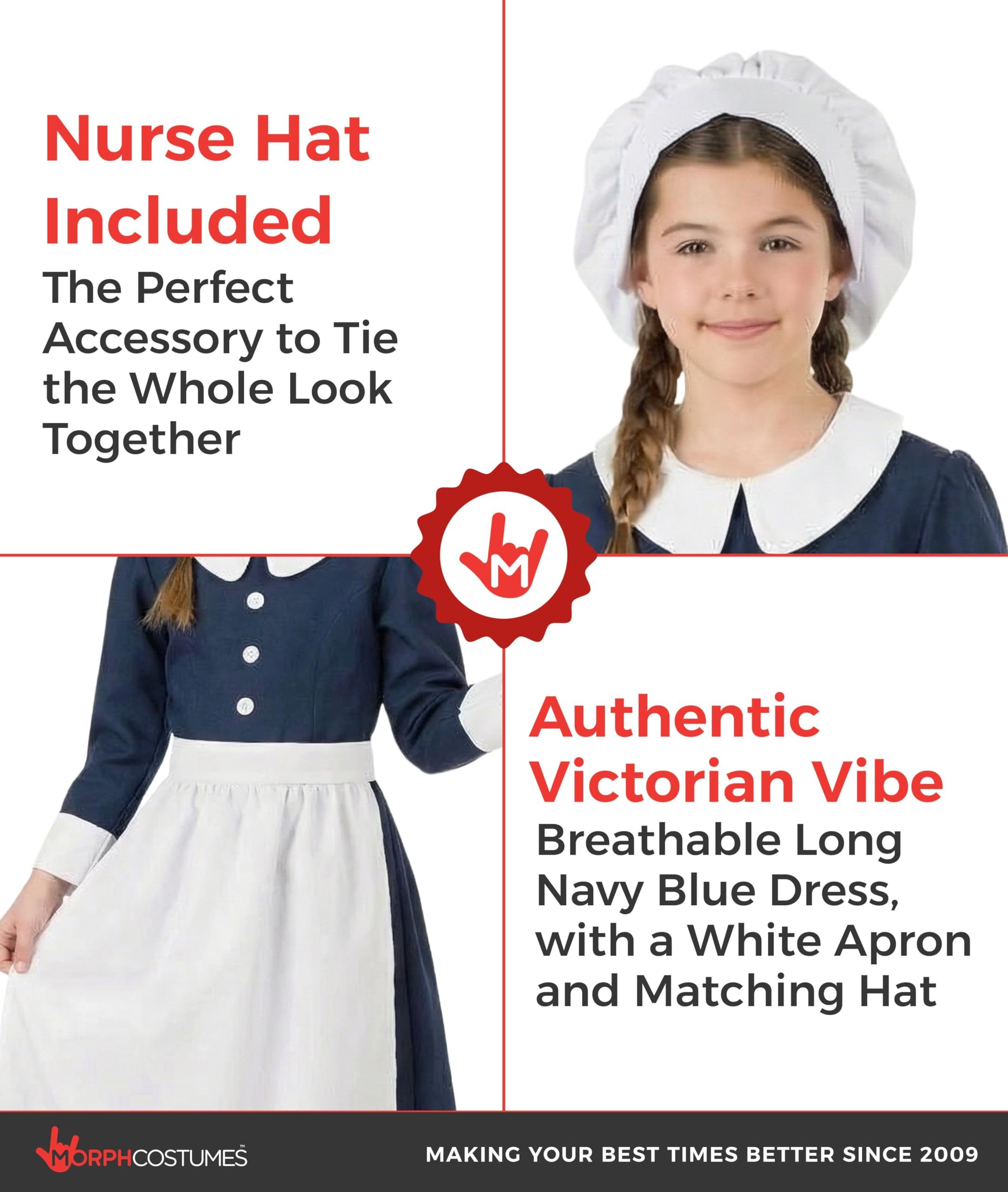 fun shack Florence Nightingale Costume Kids, Florence Nightingale Costume Girls, Civil War Nurse Costume Kids - Image 3