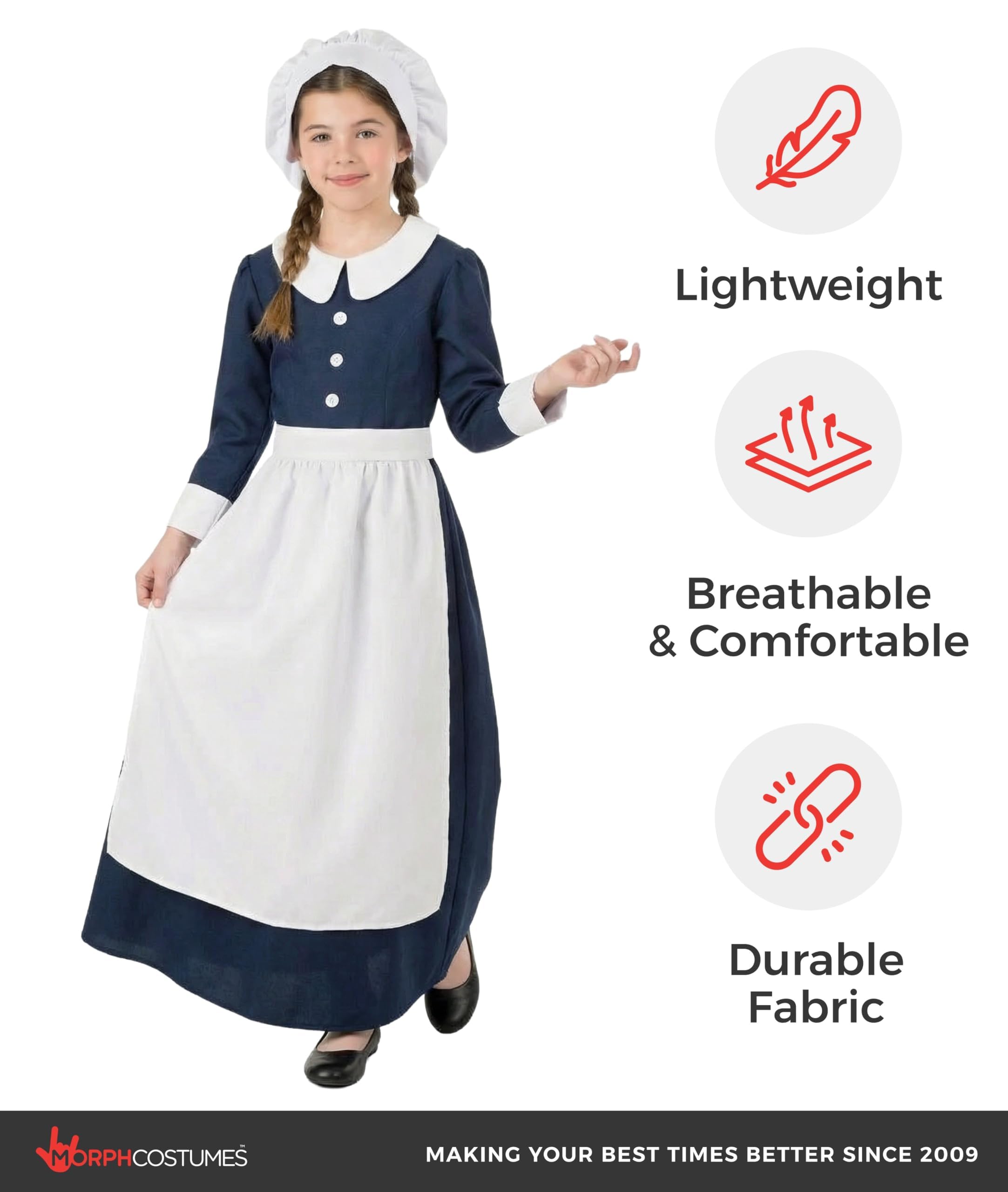 fun shack Florence Nightingale Costume Kids, Florence Nightingale Costume Girls, Civil War Nurse Costume Kids - Image 4