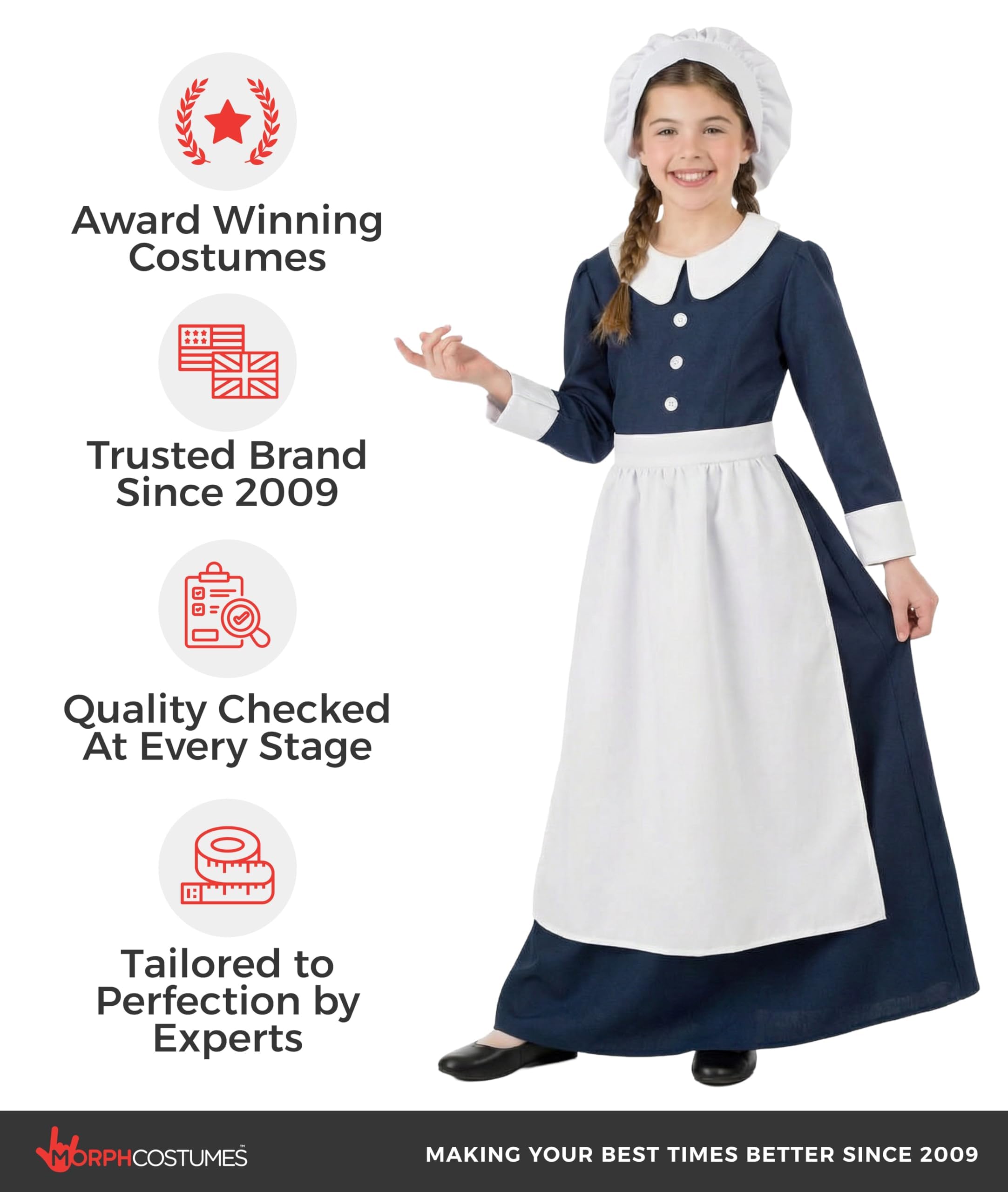 fun shack Florence Nightingale Costume Kids, Florence Nightingale Costume Girls, Civil War Nurse Costume Kids - Image 5