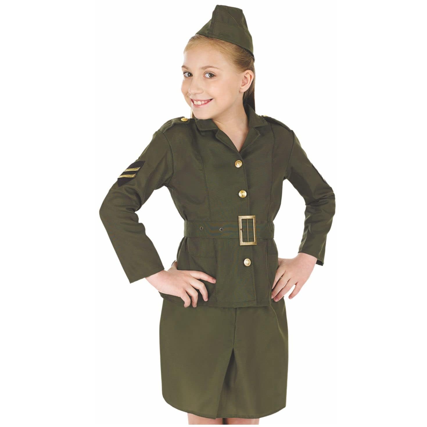 fun shack Girls Army Costume, WW2 Costume Kids, Girls Military Costumes, Book Character Day Costume - Image 2