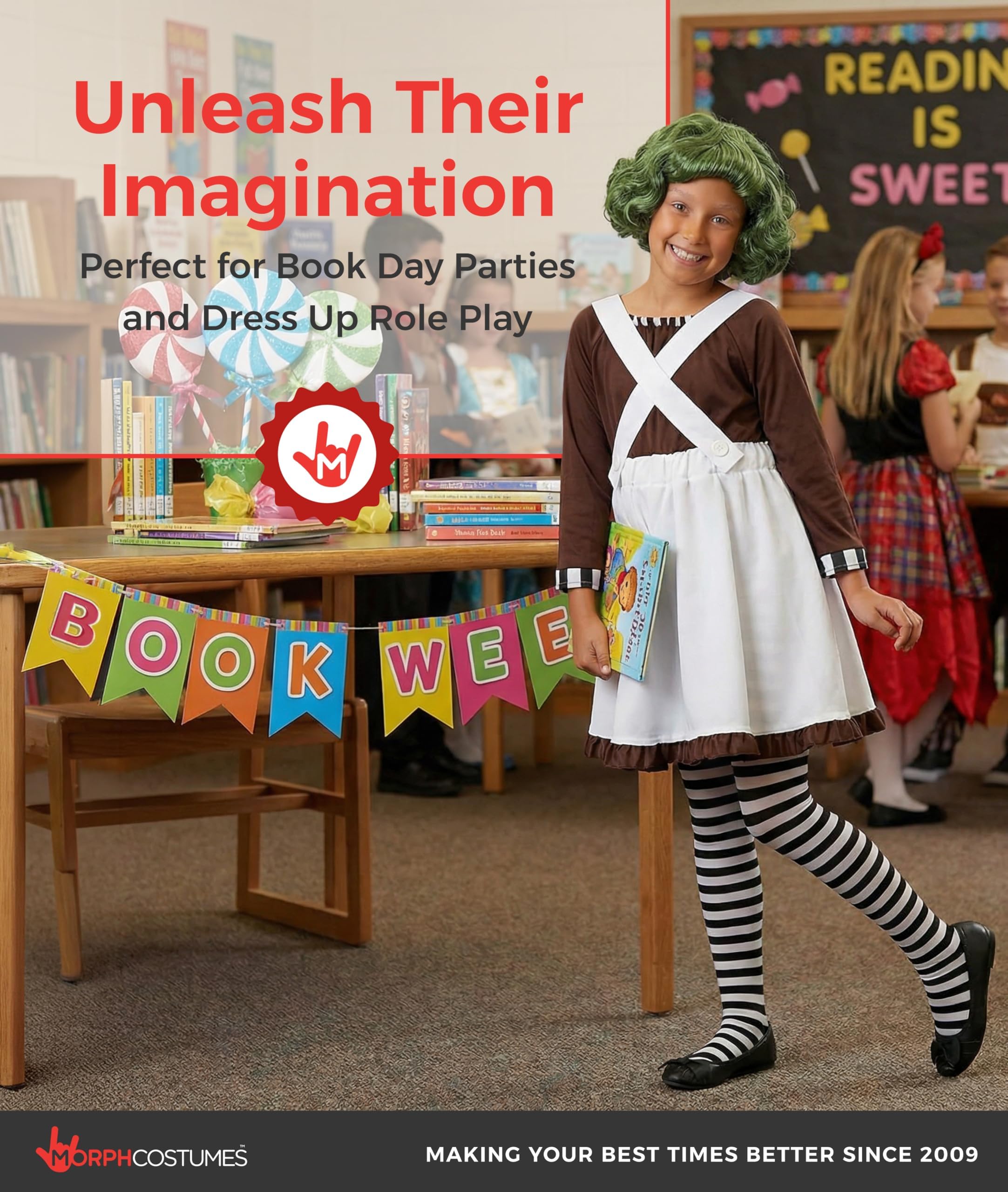 fun shack Girls Chocolate Factory Worker Halloween Costume, Kids Candy Movie Character Outfit for Trick-or-treating, Small - Image 5