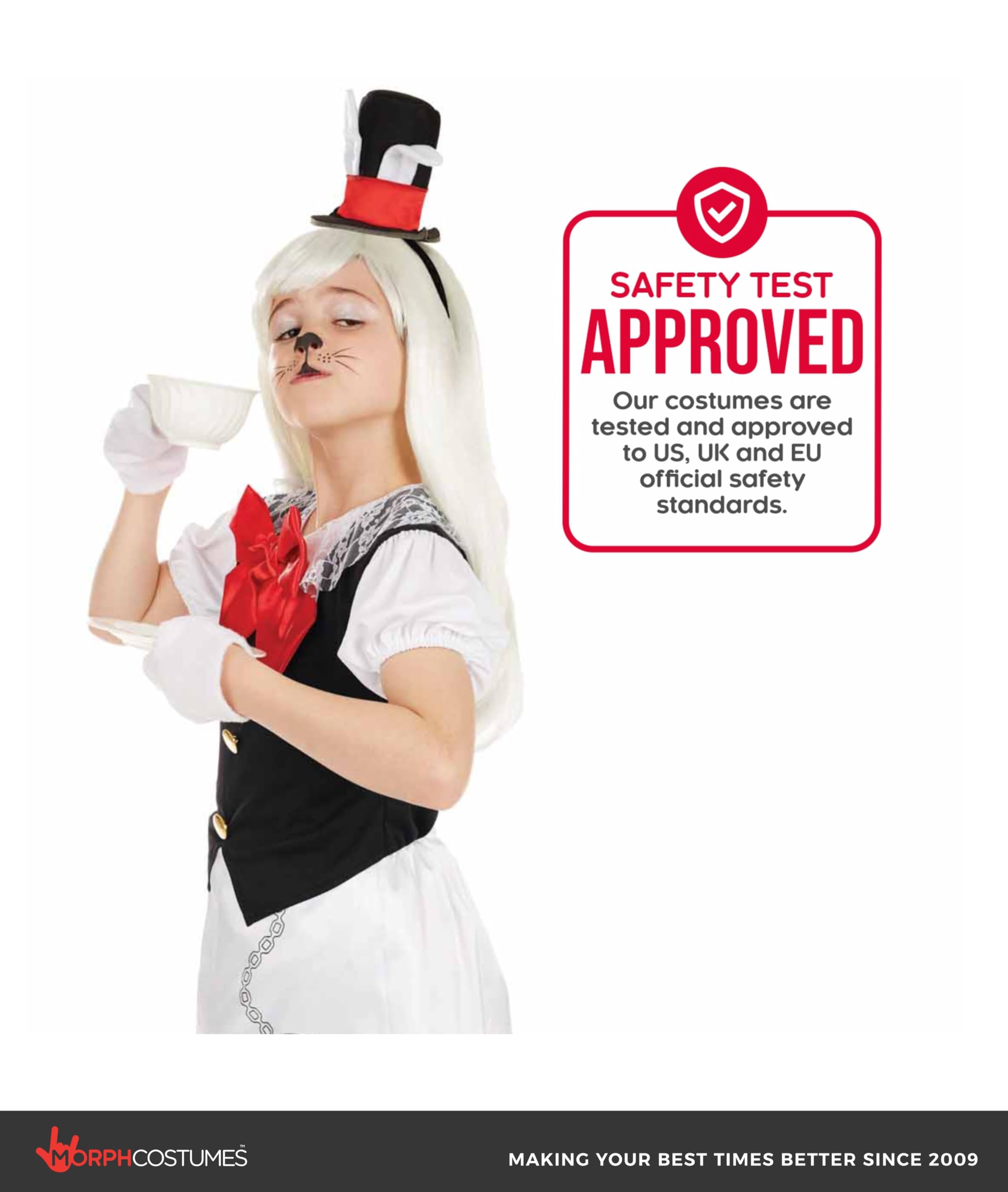 fun shack Girls White Rabbit Costume Childrens Wonderland Animal Dress Outfit - Image 4