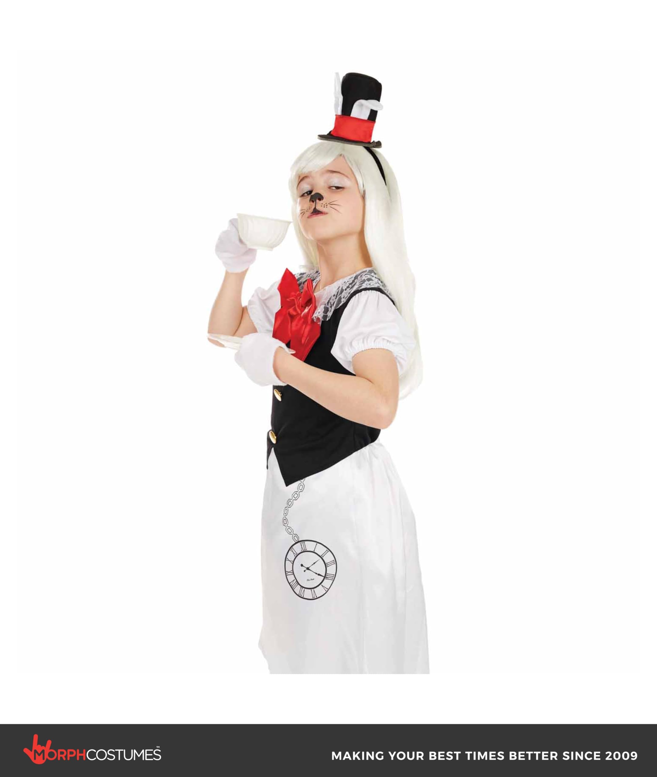 fun shack Girls White Rabbit Costume Childrens Wonderland Animal Dress Outfit - Image 5