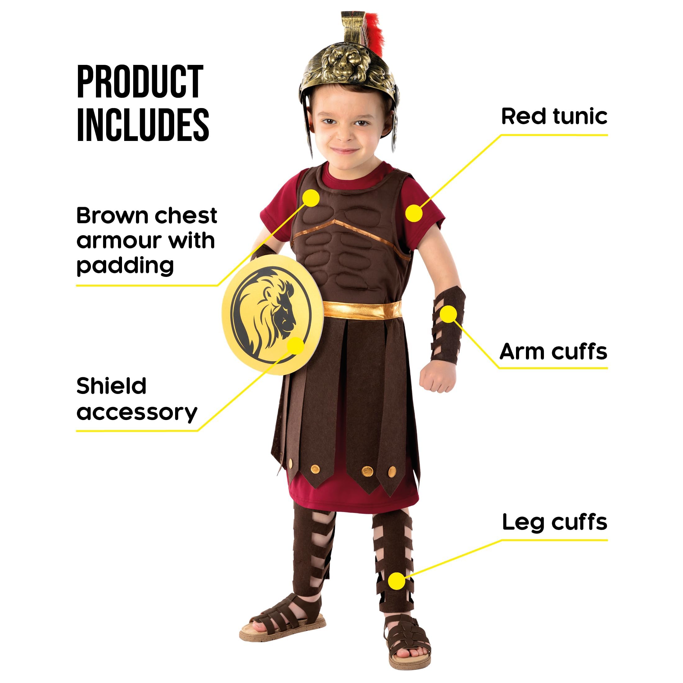fun shack Gladiator Costume Kids Roman Soldier Boys Halloween Costume - Image 2