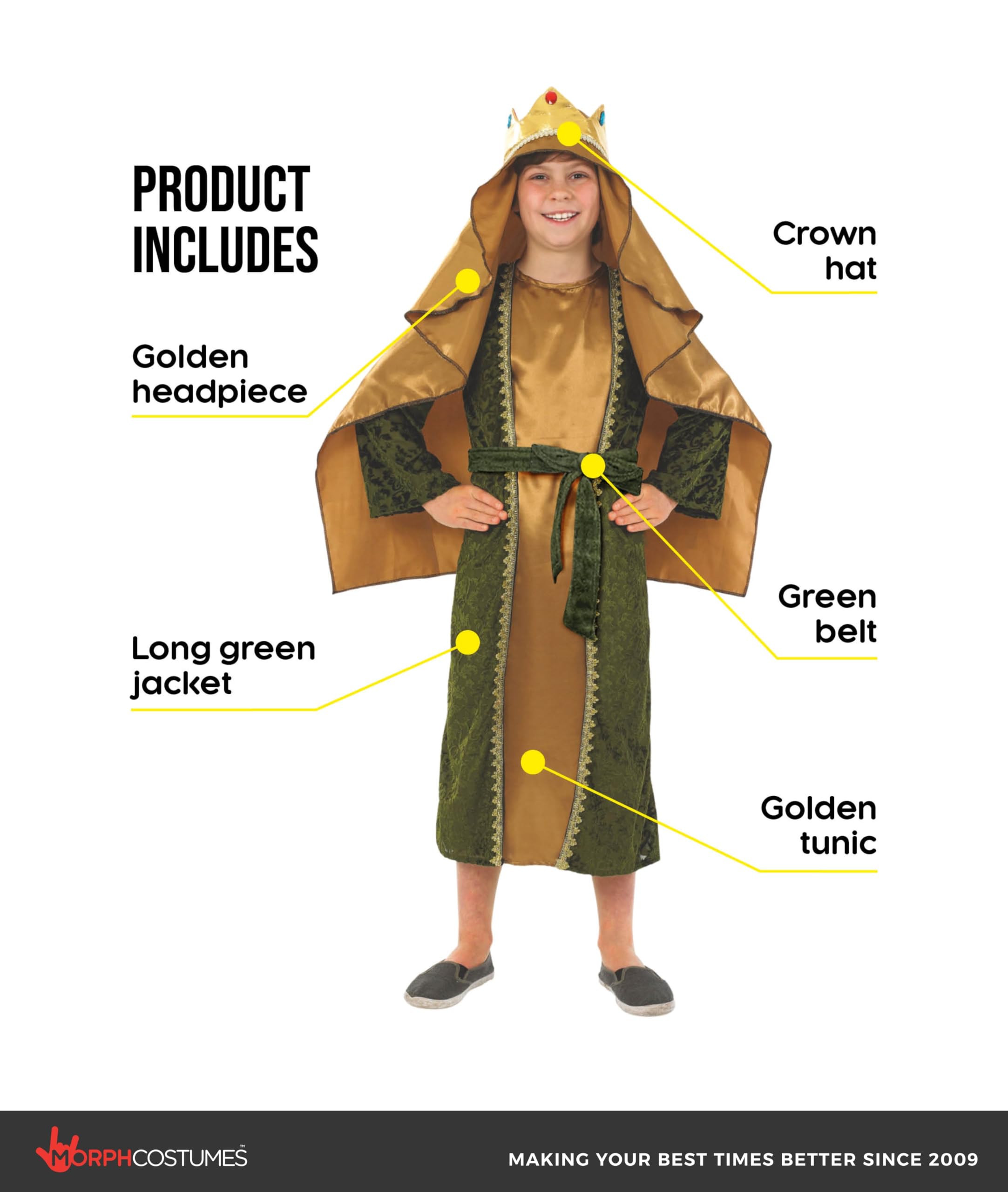 fun shack Gold Wiseman Costume Kids, Wise Man Costume for Kids, Nativity Costumes for Boys, Christmas Costumes Boys, Small - Image 2