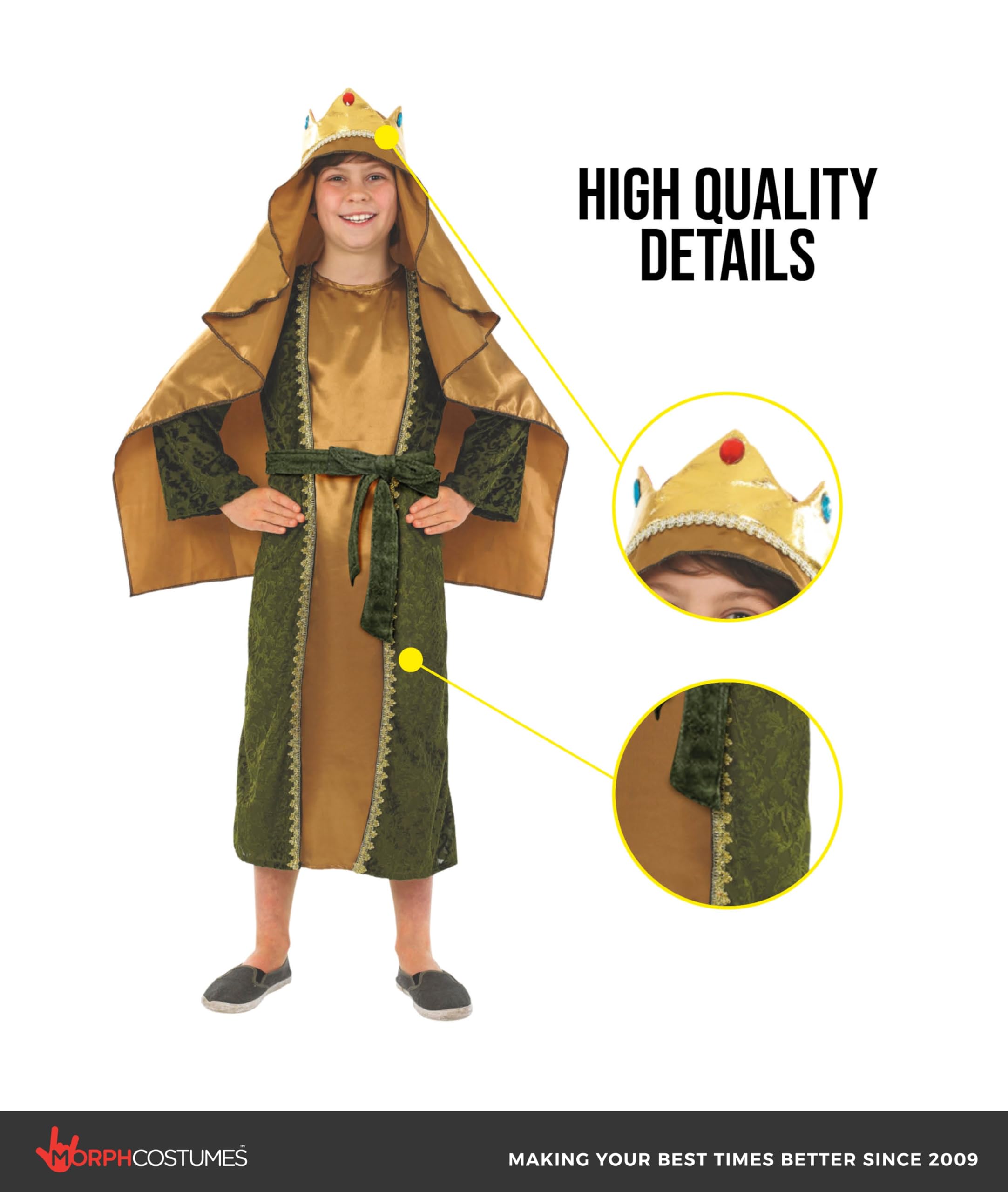 fun shack Gold Wiseman Costume Kids, Wise Man Costume for Kids, Nativity Costumes for Boys, Christmas Costumes Boys, Small - Image 3