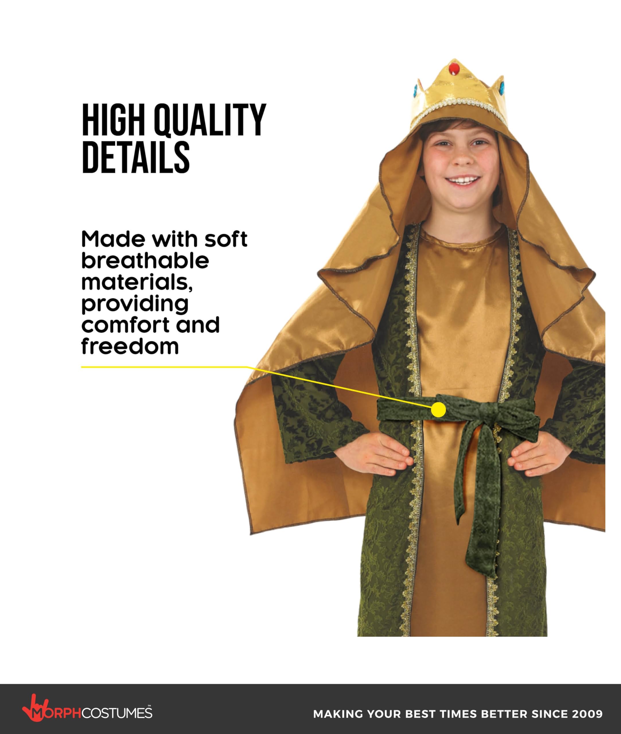 fun shack Gold Wiseman Costume Kids, Wise Man Costume for Kids, Nativity Costumes for Boys, Christmas Costumes Boys, Small - Image 4