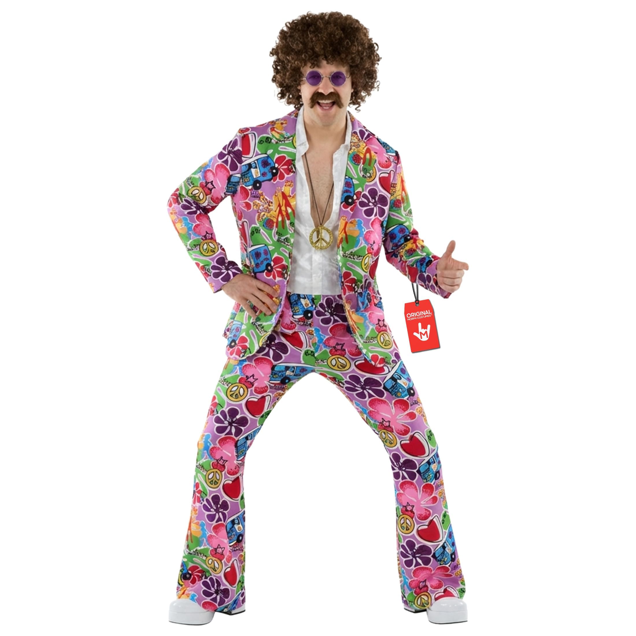 fun shack Groovy Mens Hippie Costume, Retro 60s Suit for Men, Adult Groovy Costumes, Vintage Hippie Outfit
