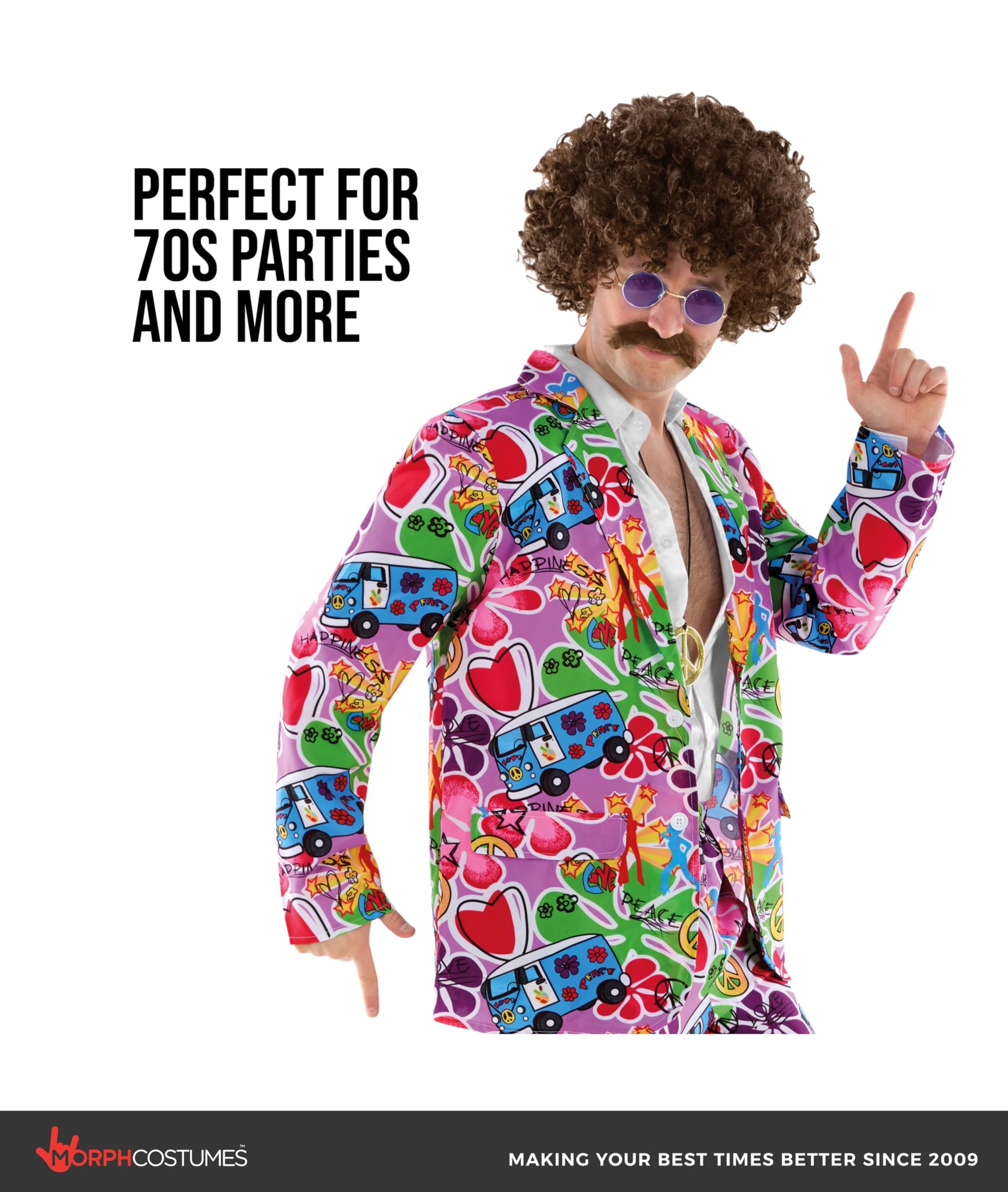fun shack Groovy Mens Hippie Costume, Retro 60s Suit for Men, Adult Groovy Costumes, Vintage Hippie Outfit - Image 4