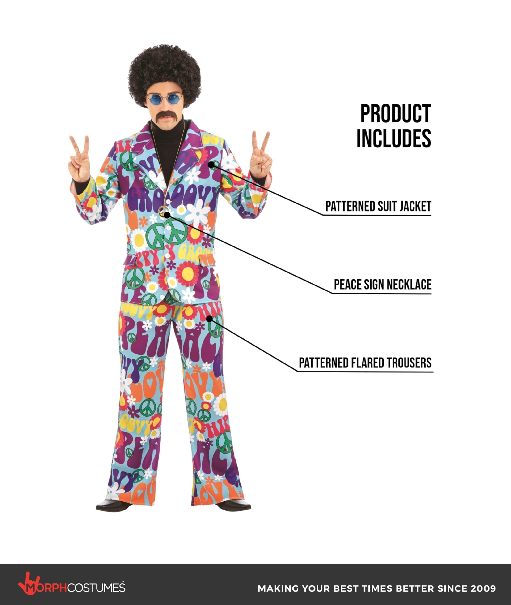 fun shack Groovy Mens Hippie Costume, Retro Mens Hippie Costumes for Adults, Groovy Costumes for Men, 60s Suit Men - Image 4