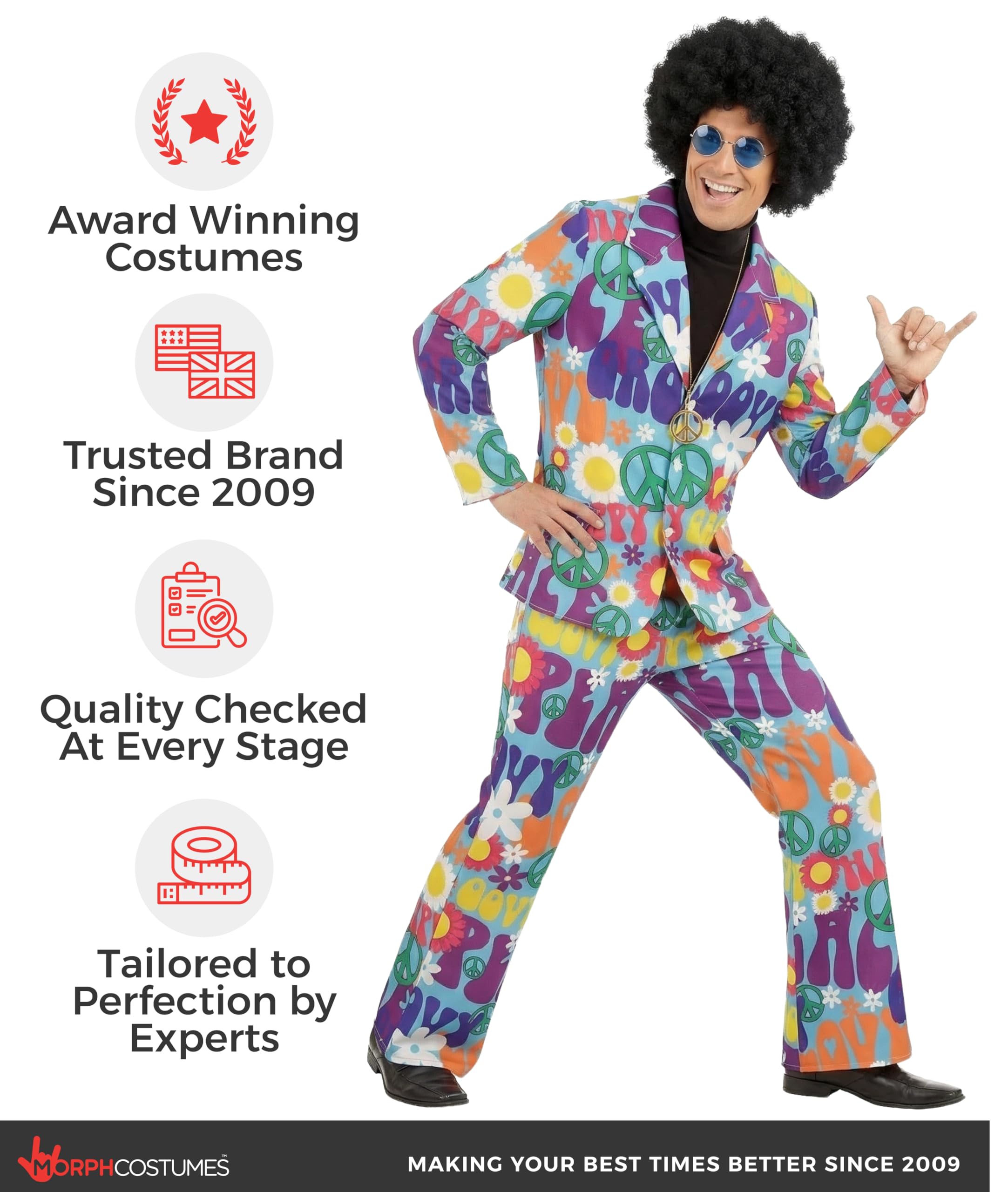 fun shack Groovy Mens Hippie Costume, Retro Mens Hippie Costumes for Adults, Groovy Costumes for Men, 60s Suit Men - Image 6