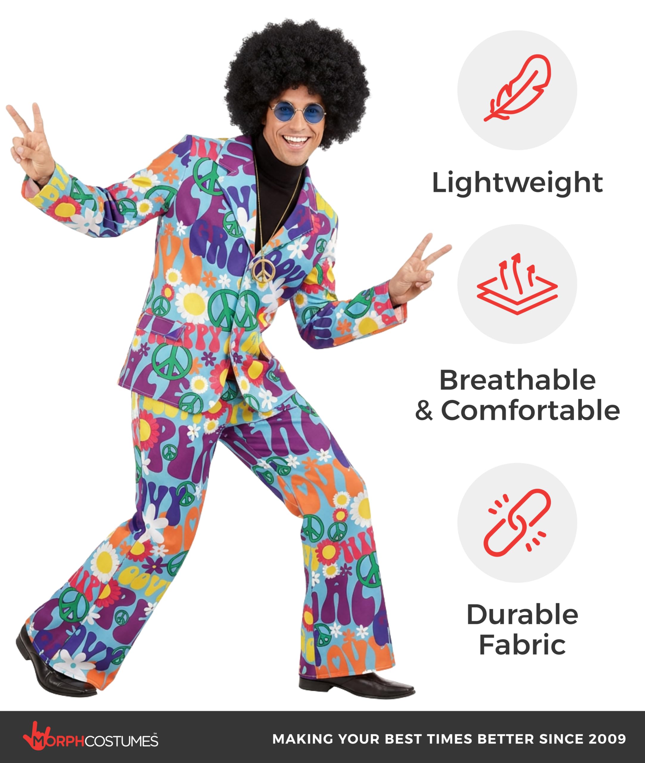 fun shack Groovy Mens Hippie Costume, Retro Mens Hippie Costumes for Adults, Groovy Costumes for Men, 60s Suit Men - Image 7