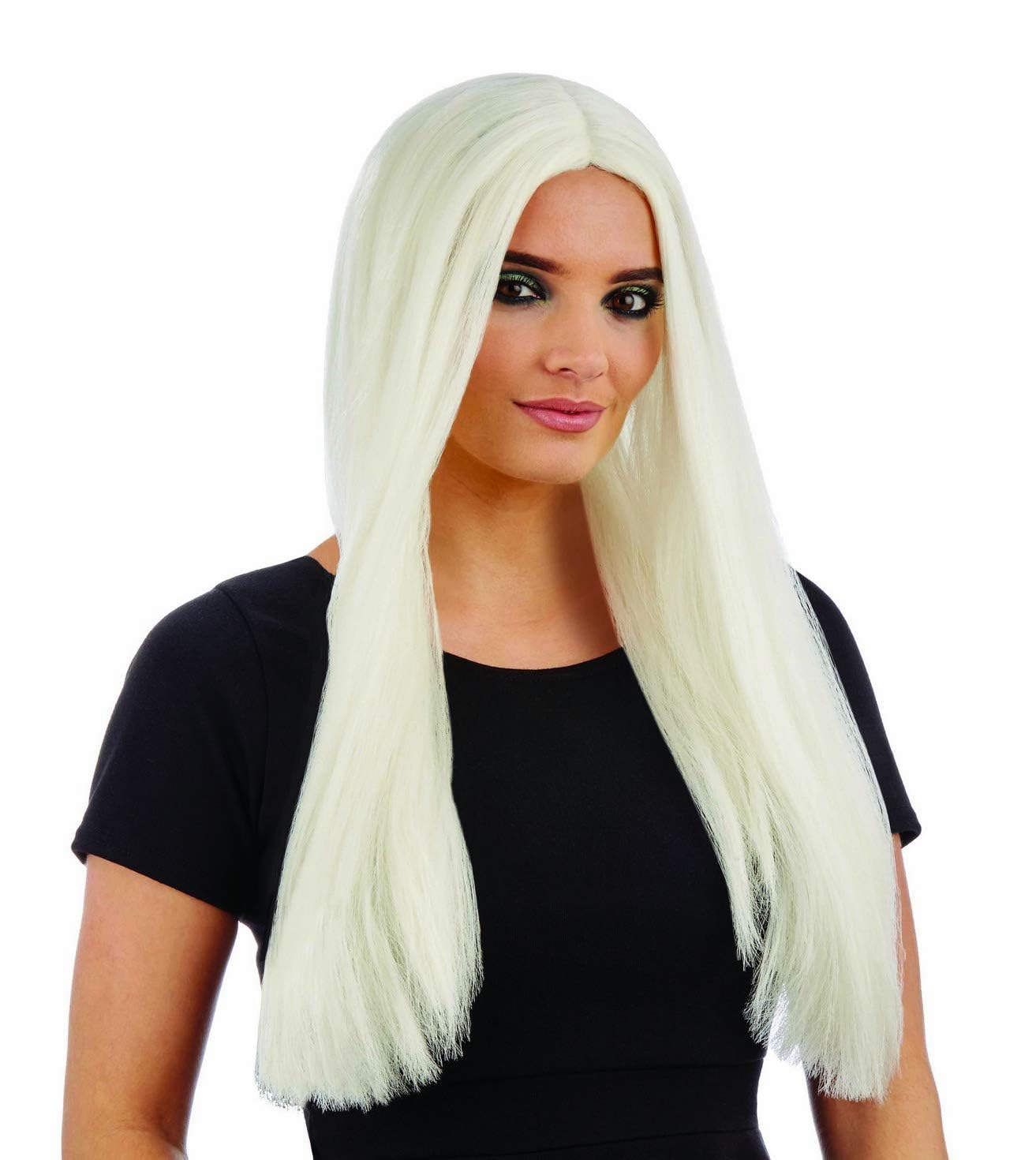 fun shack Halloween Wigs For Women Glow In The Dark Hair UV Rave Witch Glow Cosplay Wig For Adults
