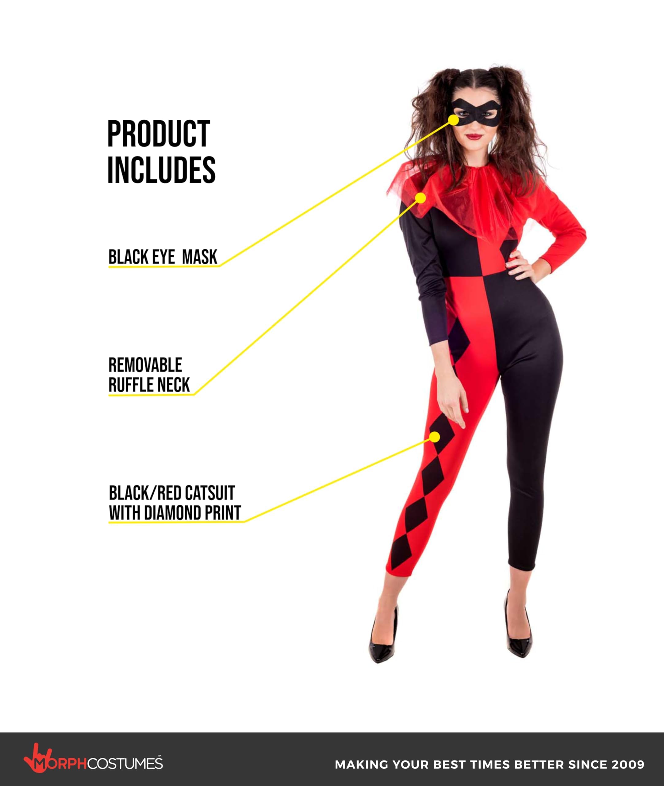 fun shack Harlequin Costume Woman, Jester Costume Womens, Clown Costumes Women, Halloween Costumes for Women - Image 2