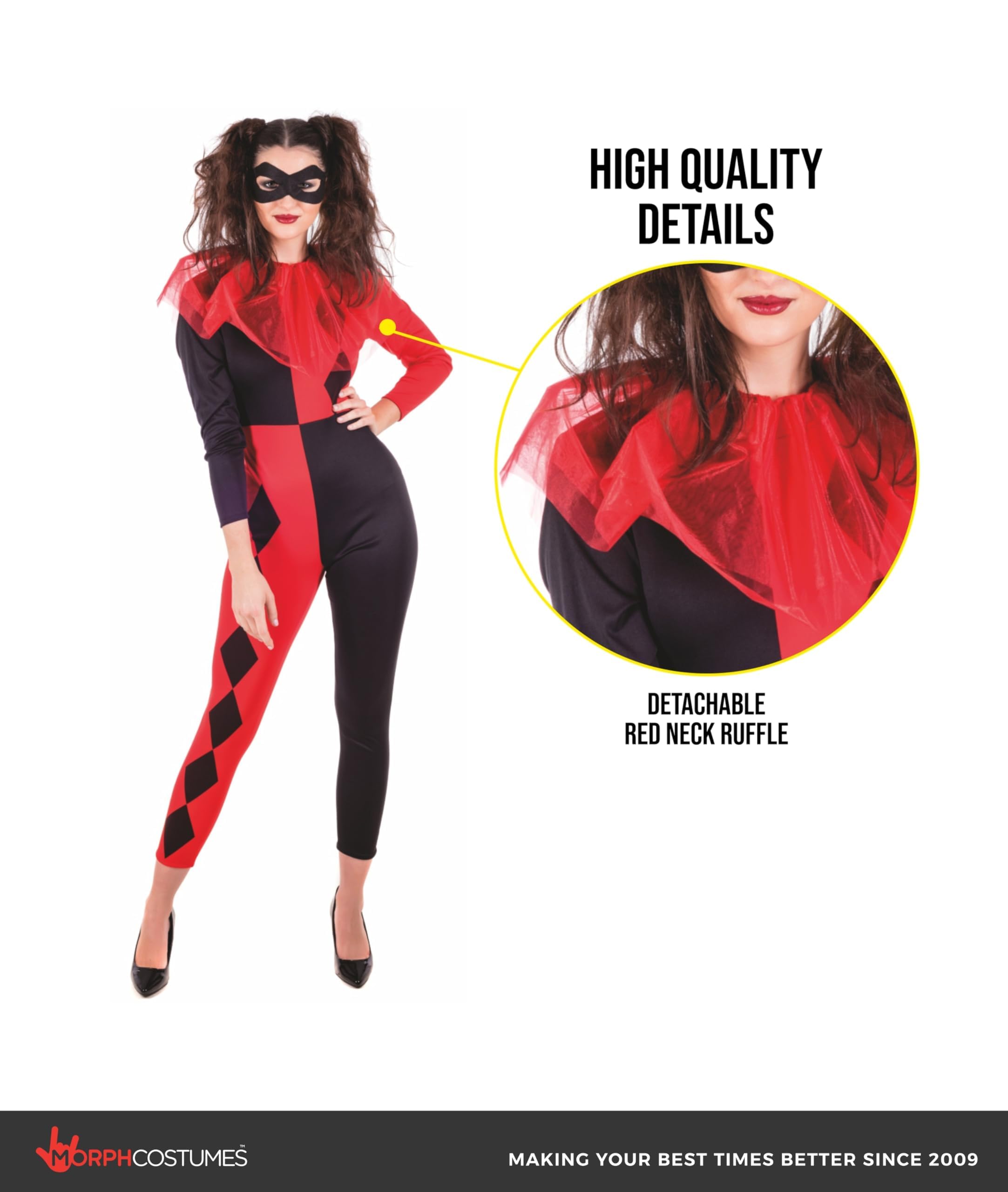 fun shack Harlequin Costume Woman, Jester Costume Womens, Clown Costumes Women, Halloween Costumes for Women - Image 3