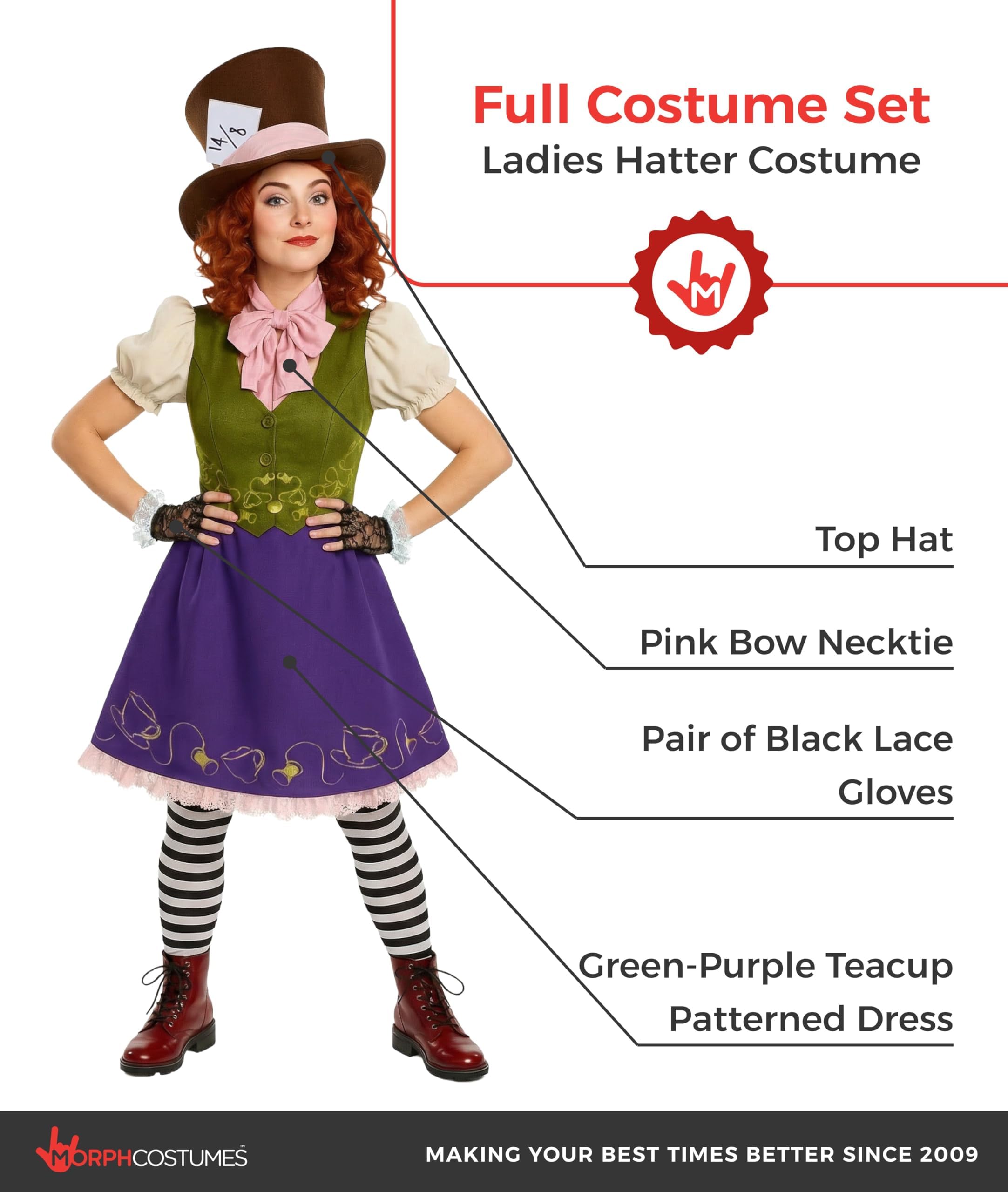 fun shack Hatter Costume for Women, Halloween Teacher Book Character Costume for Adults, Hatter Costumes for Women - Image 2